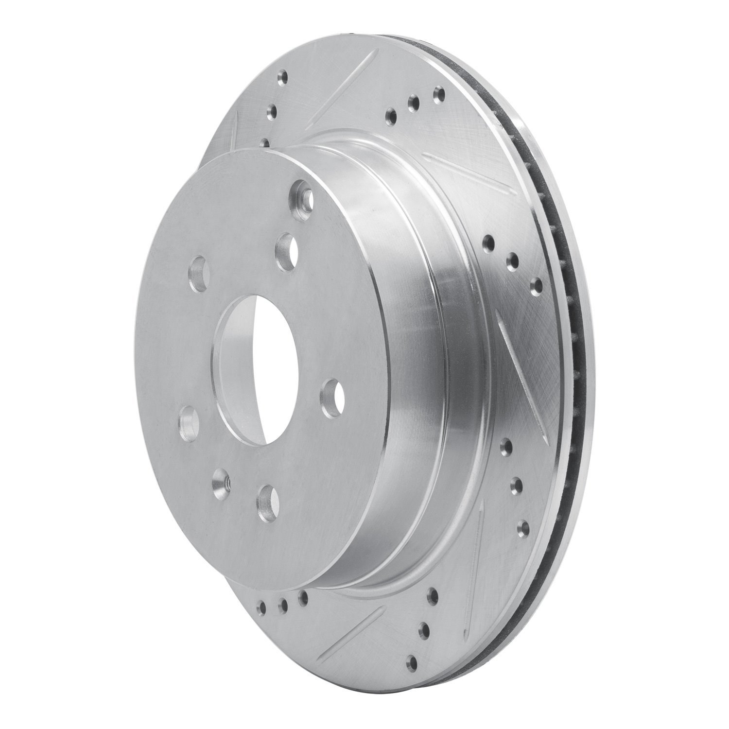 631-48058L Drilled/Slotted Brake Rotor [Silver], 2010-2017 GM, Position: Rear Left