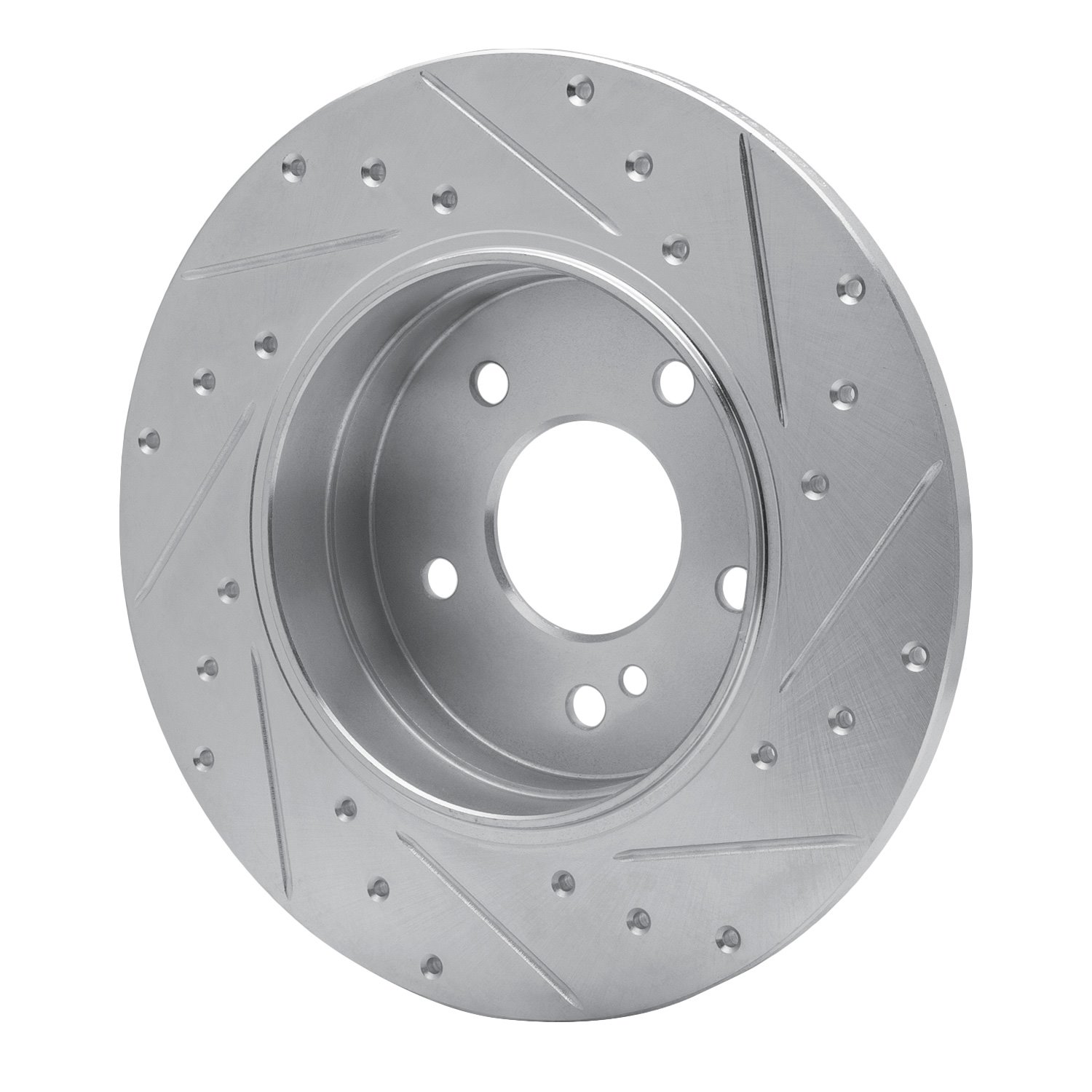 631-63037L Drilled/Slotted Brake Rotor [Silver], 1998-2003 Mercedes-Benz, Position: Rear Left