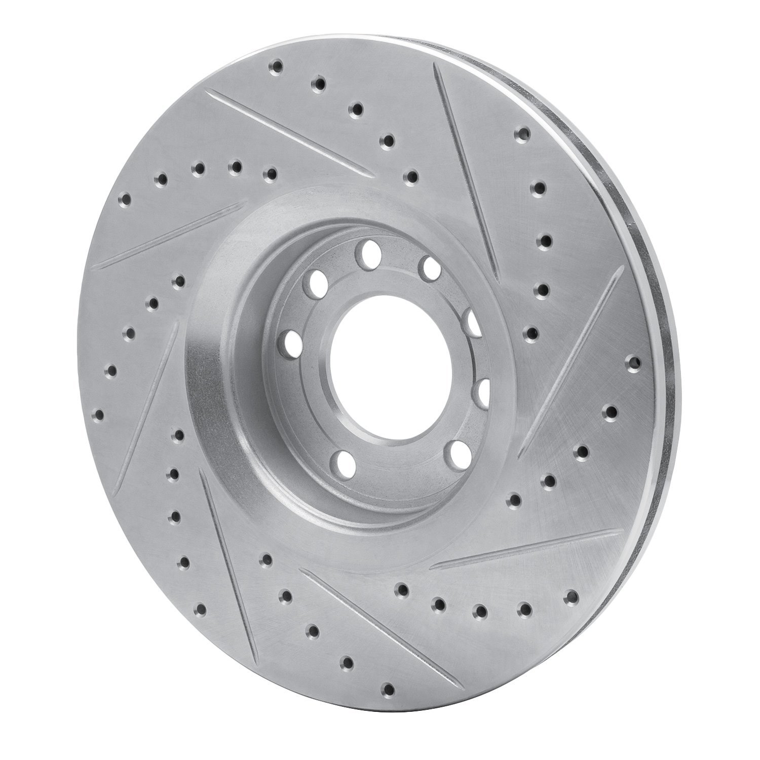 631-65019L Drilled/Slotted Brake Rotor [Silver], 2003-2011 GM, Position: Front Left