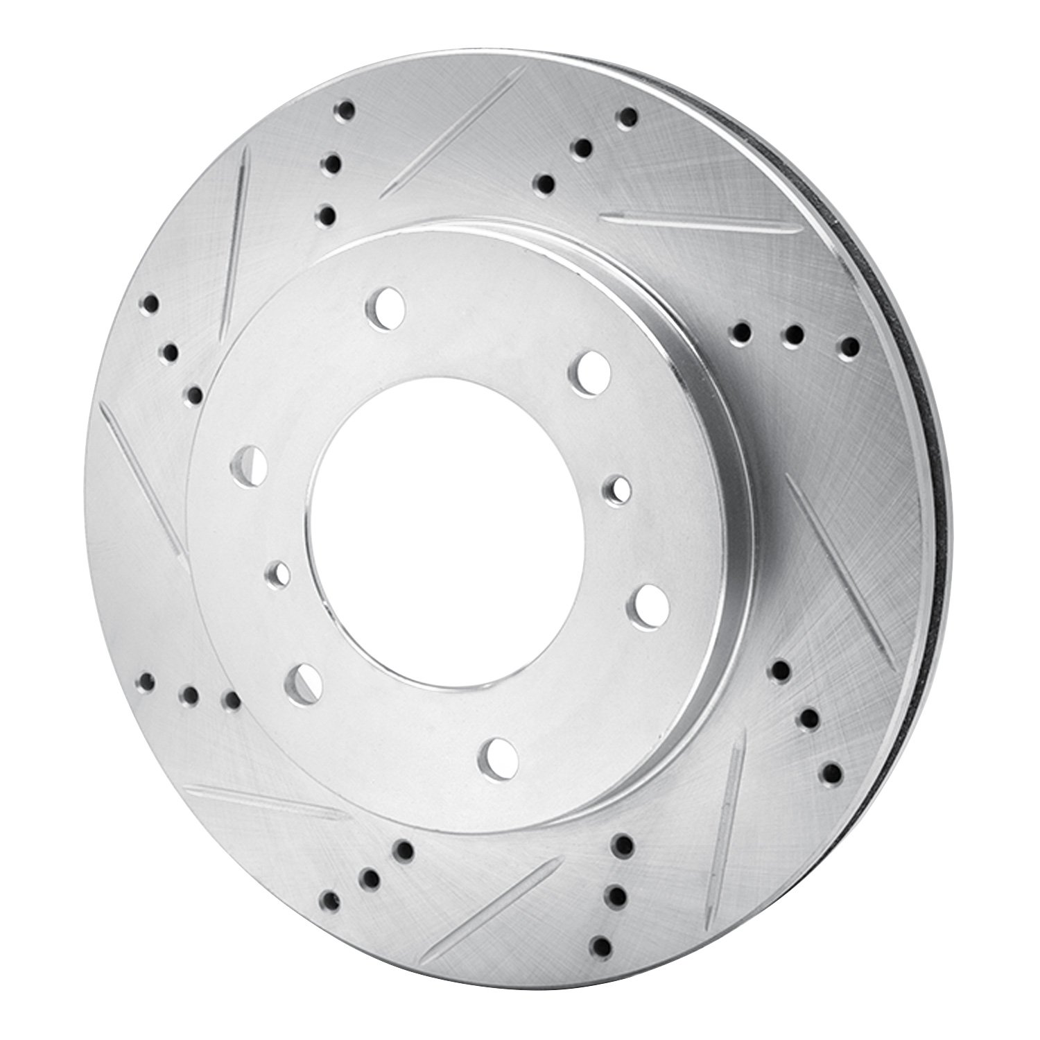 631-72057L Drilled/Slotted Brake Rotor [Silver], 2000-2006 Mitsubishi, Position: Front Left
