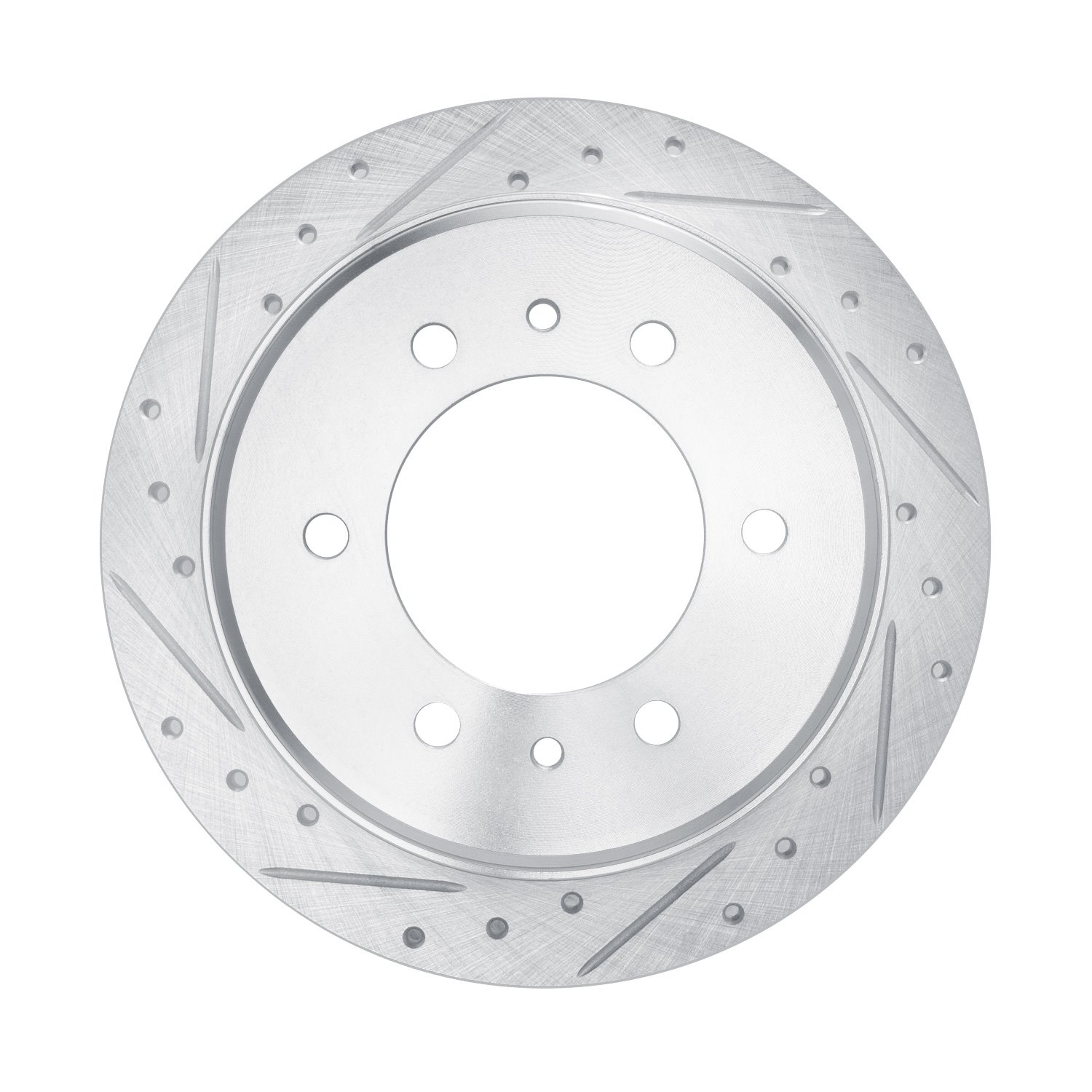 631-93001L Drilled/Slotted Brake Rotor [Silver], 2006-2010 GM, Position: Rear Left