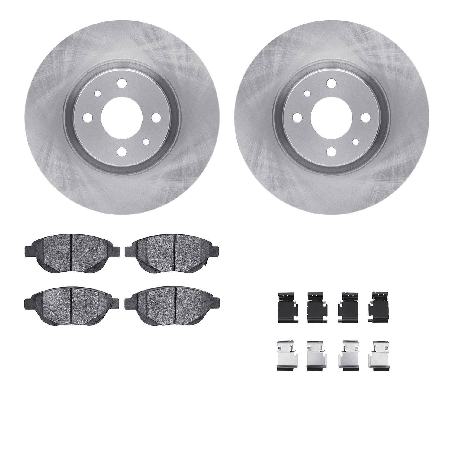 6312-07010 Brake Rotors with 3000-Series Ceramic Brake Pads Kit with Hardware, 2012-2019 Mopar, Position: Front
