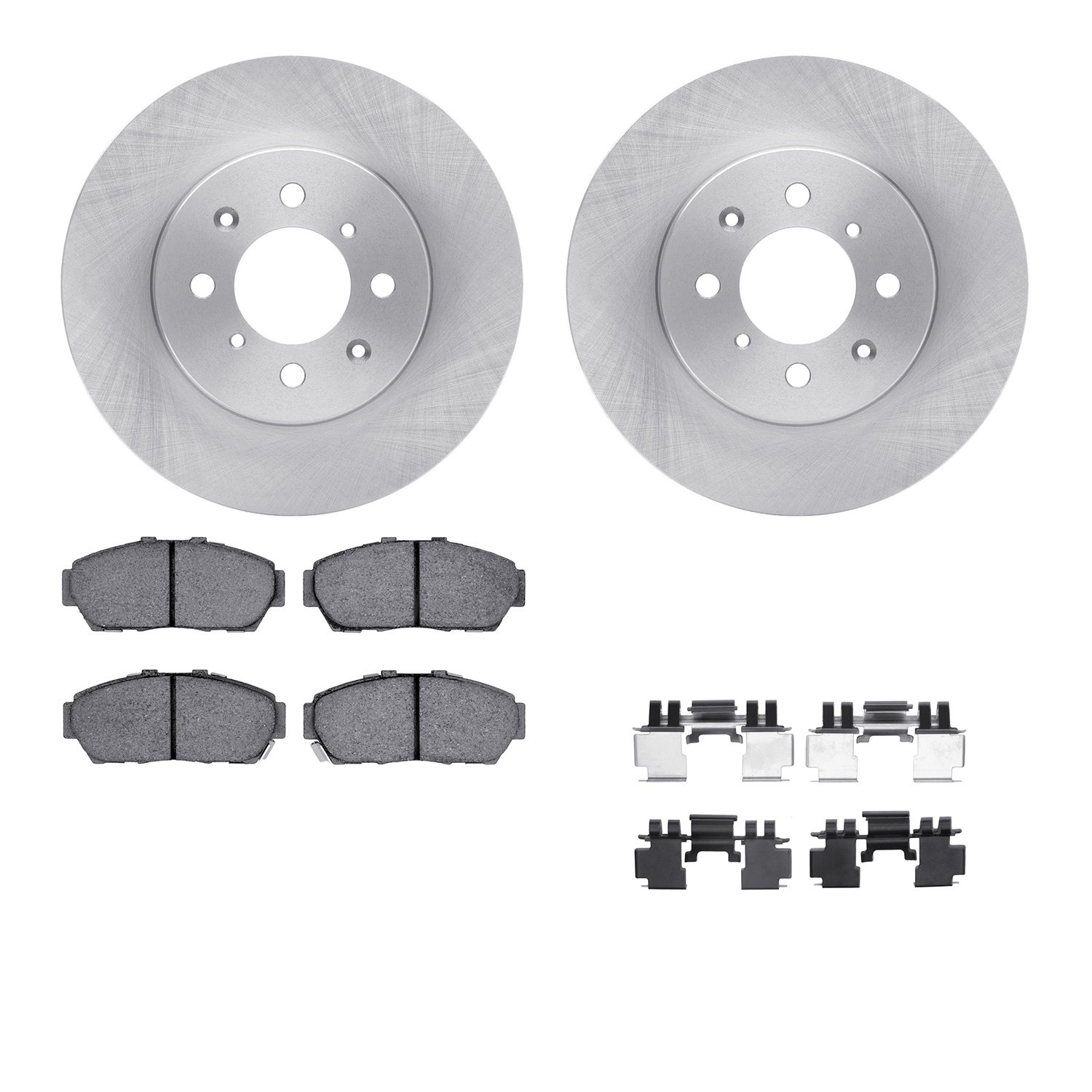 6312-59056 Brake Rotors with 3000-Series Ceramic Brake Pads Kit with Hardware, 1993-2001 Acura/Honda, Position: Front