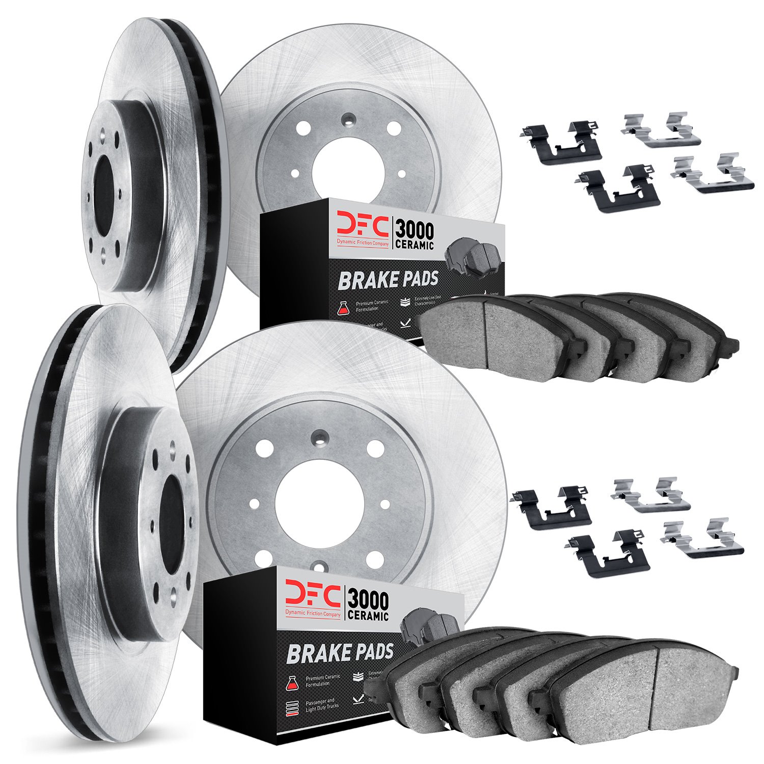 6314-56009 Brake Rotors with 3000-Series Ceramic Brake Pads Kit with Hardware, 1995-2000 Ford/Lincoln/Mercury/Mazda, Position: F