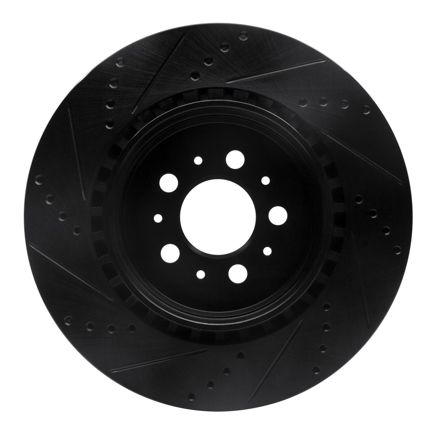 633-27032R Drilled/Slotted Brake Rotor [Black], 2004-2007 Volvo, Position: Rear Right