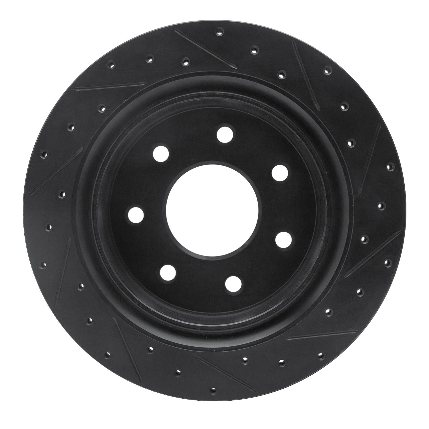633-54218L Drilled/Slotted Brake Rotor [Black], 2012-2014 Ford/Lincoln/Mercury/Mazda, Position: Rear Left
