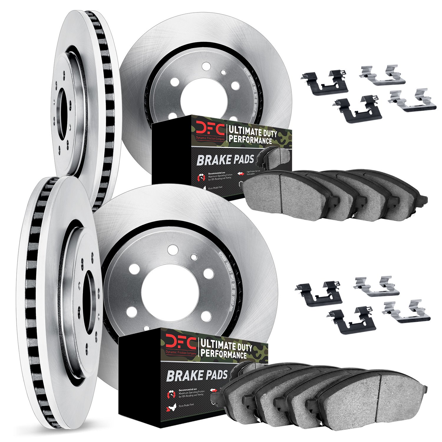 6414-48039 Brake Rotors with Ultimate-Duty Brake Pads Kit & Hardware, 2009-2014 GM, Position: Front and Rear