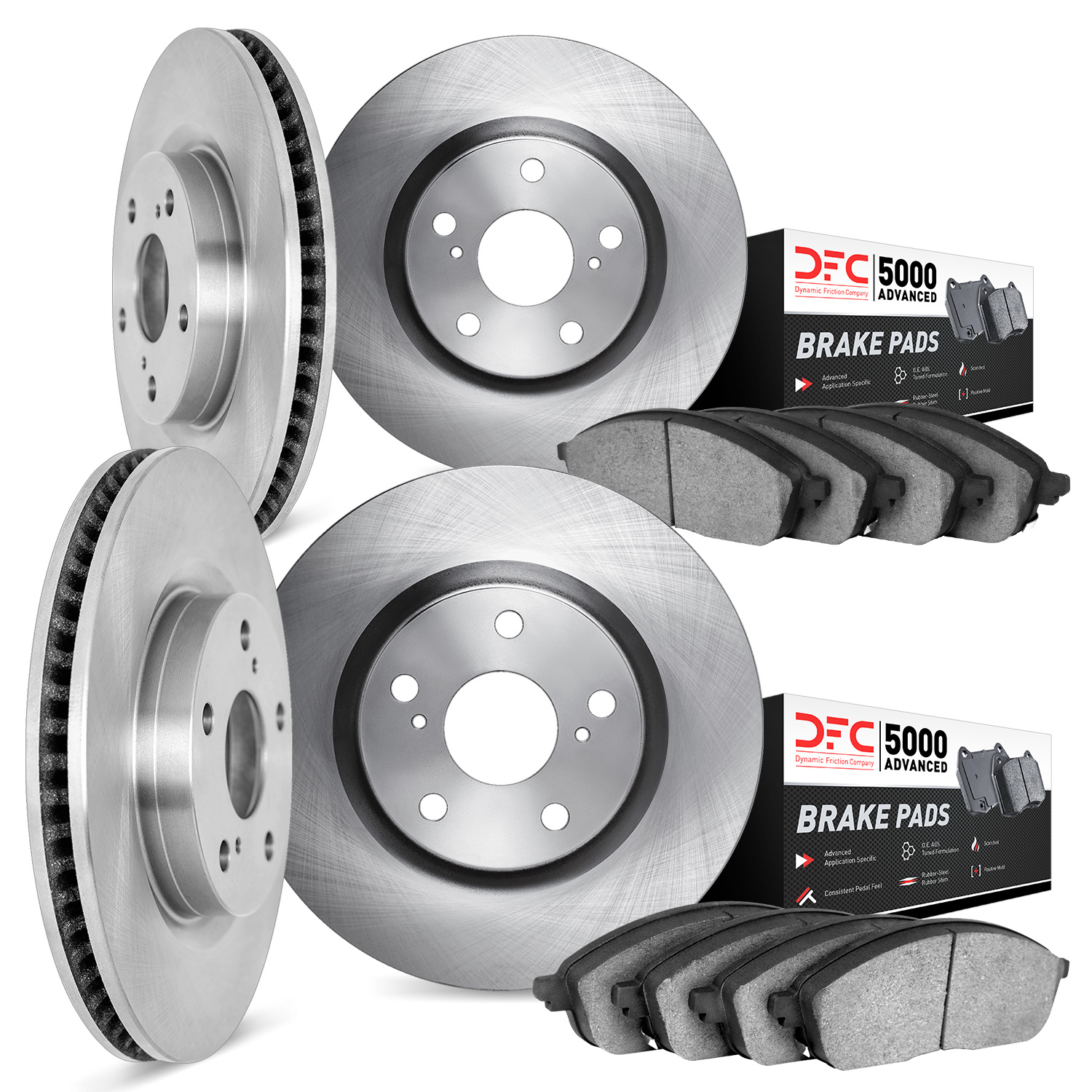 6504-47919 Brake Rotors w/5000 Advanced Brake Pads Kit, 2006-2013 GM, Position: Front and Rear