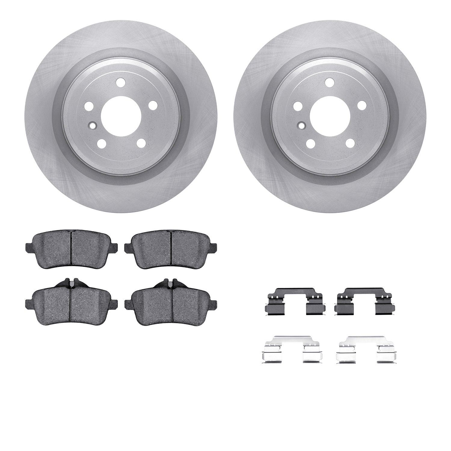 6512-63547 Brake Rotors w/5000 Advanced Brake Pads Kit with Hardware, 2012-2019 Mercedes-Benz, Position: Rear