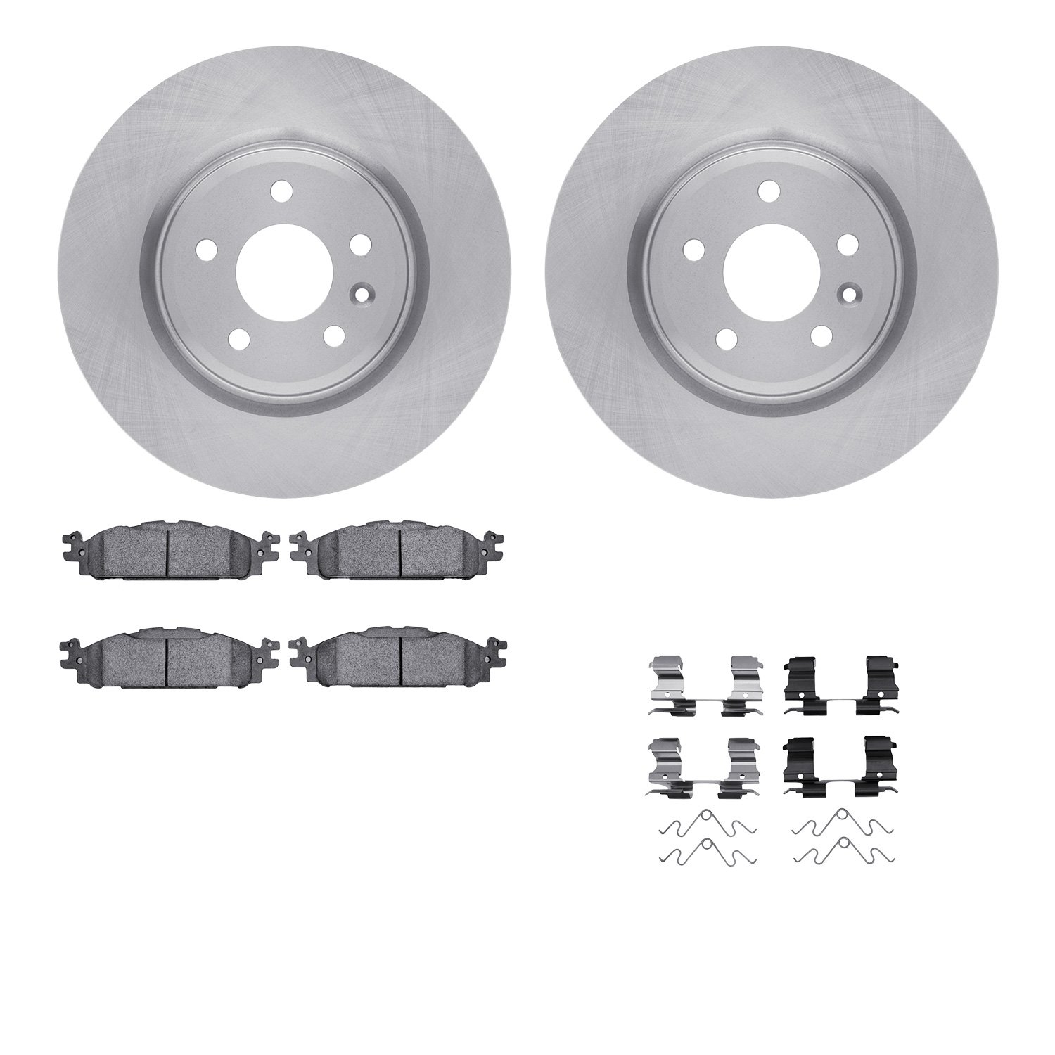 6512-99224 Brake Rotors w/5000 Advanced Brake Pads Kit with Hardware, 2011-2019 Ford/Lincoln/Mercury/Mazda, Position: Front