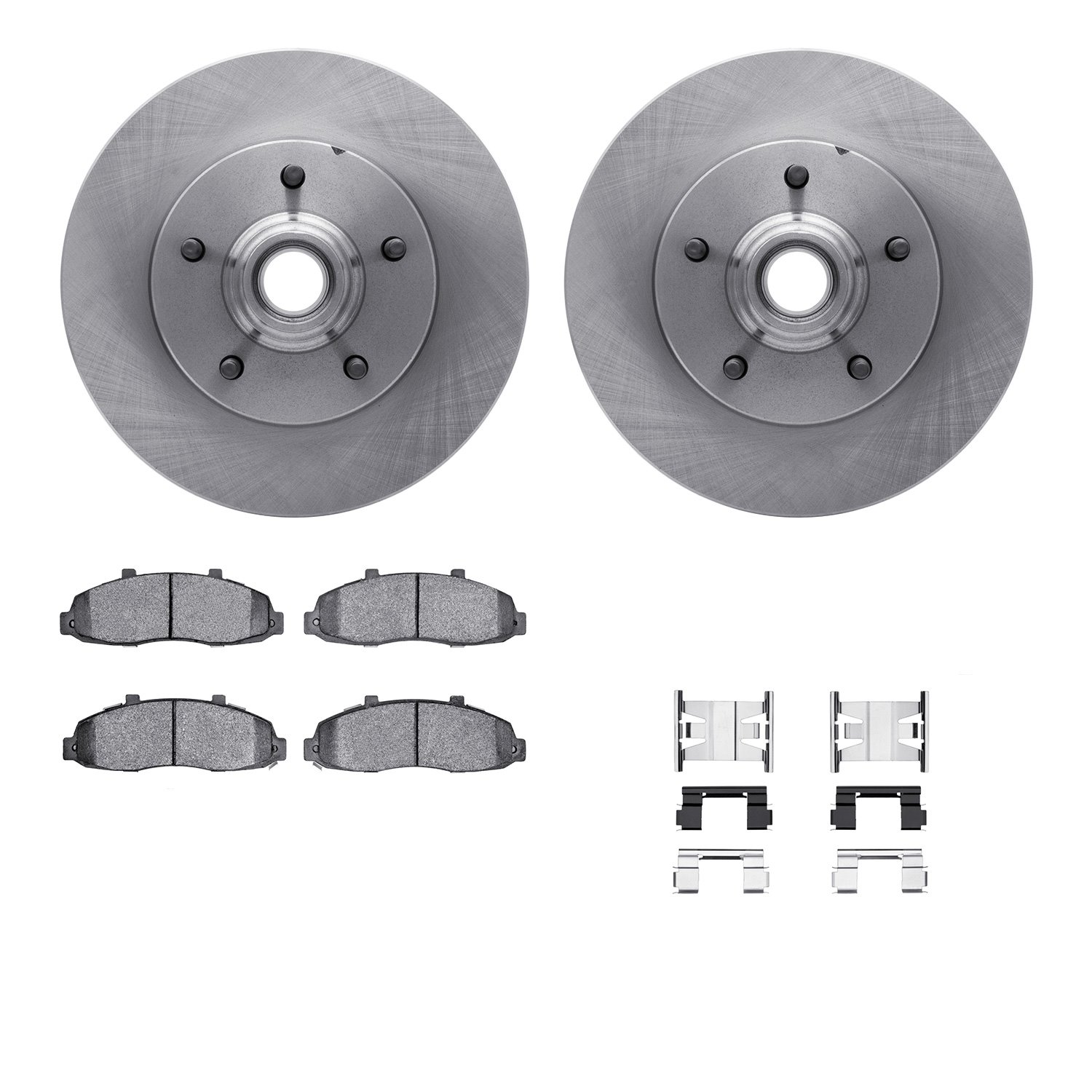 6512-99388 Brake Rotors w/5000 Advanced Brake Pads Kit with Hardware, 1997-1999 Ford/Lincoln/Mercury/Mazda, Position: Front