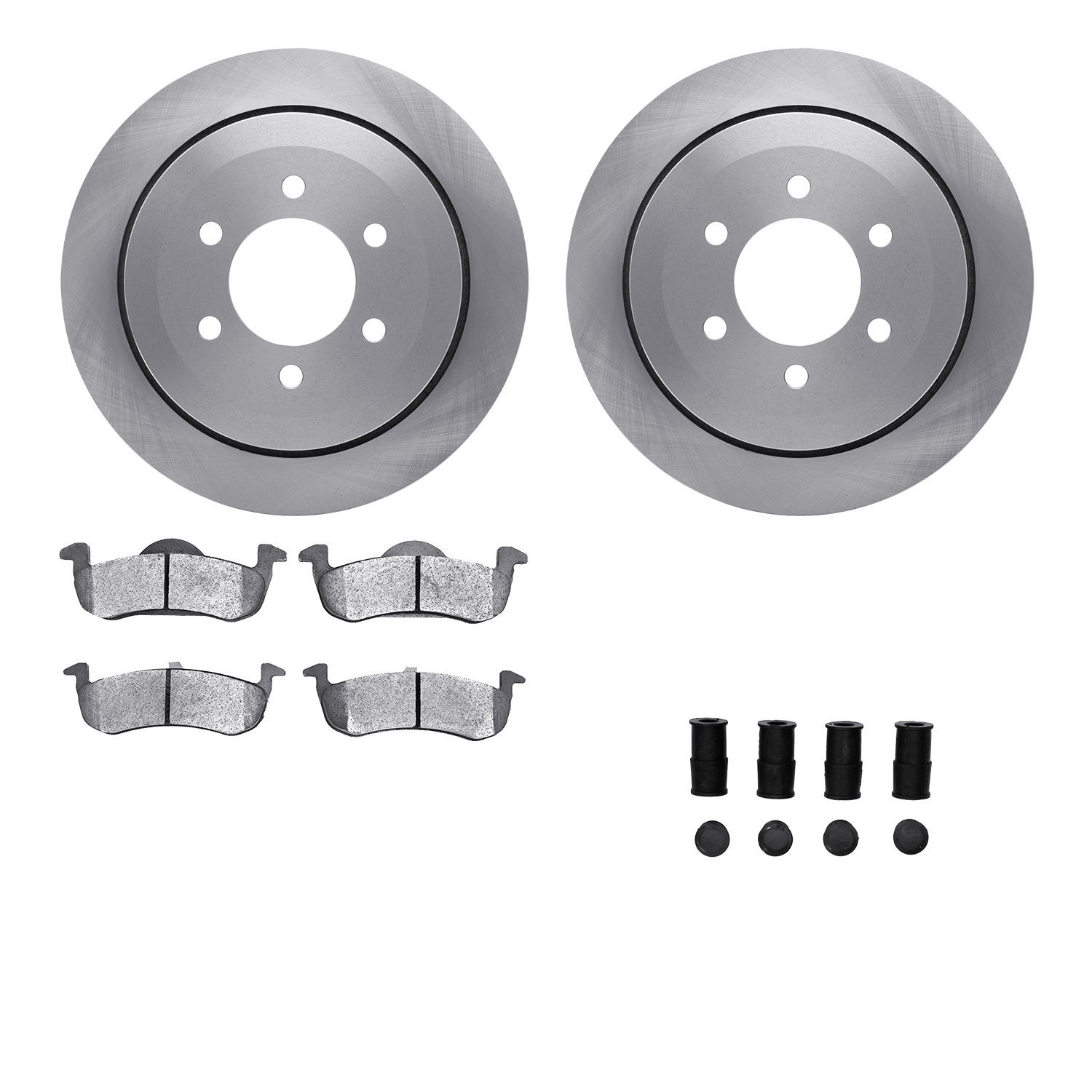 6512-99639 Brake Rotors w/5000 Advanced Brake Pads Kit with Hardware, 2007-2012 Ford/Lincoln/Mercury/Mazda, Position: Rear