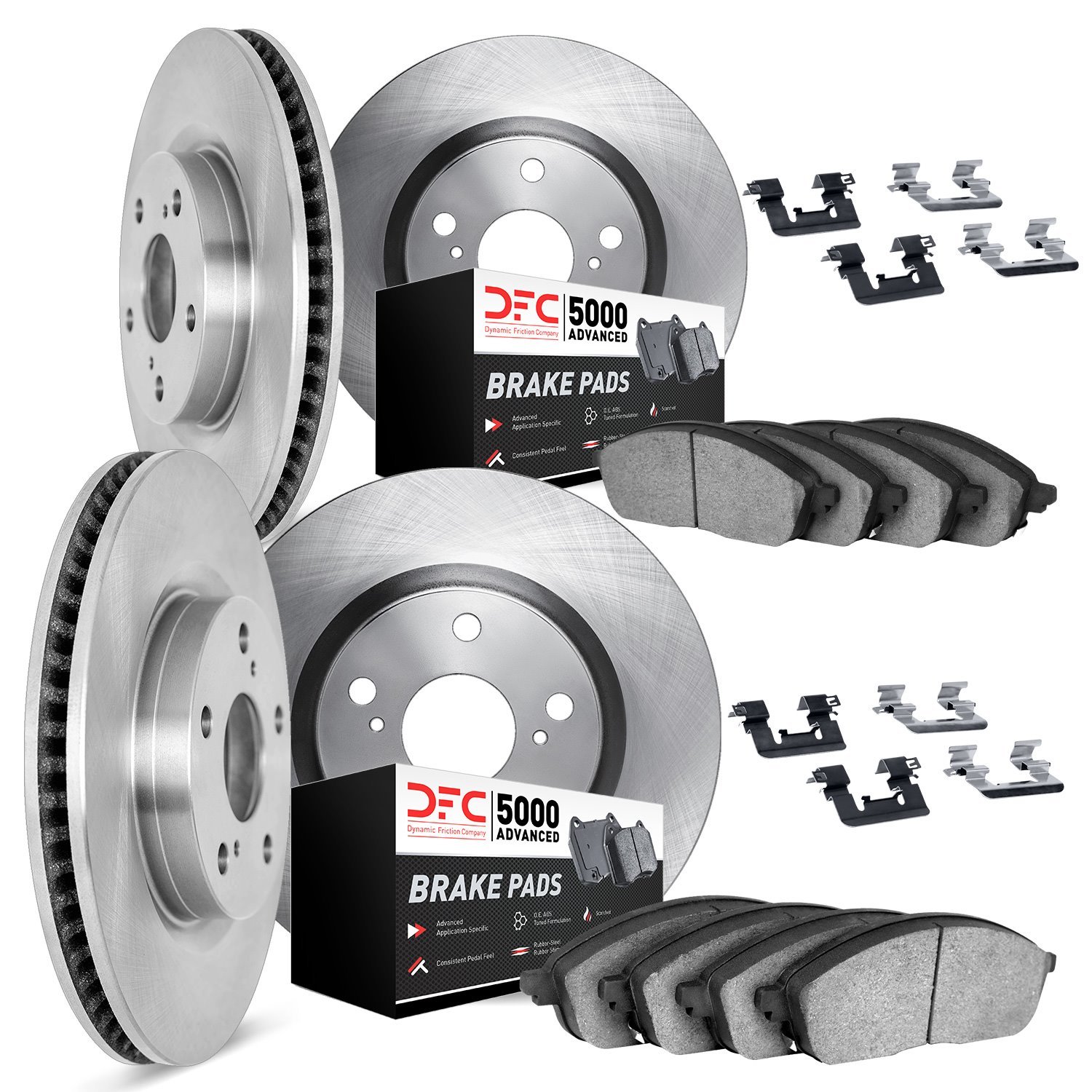 6514-54129 Brake Rotors w/5000 Advanced Brake Pads Kit with Hardware, 2012-2012 Ford/Lincoln/Mercury/Mazda, Position: Front and