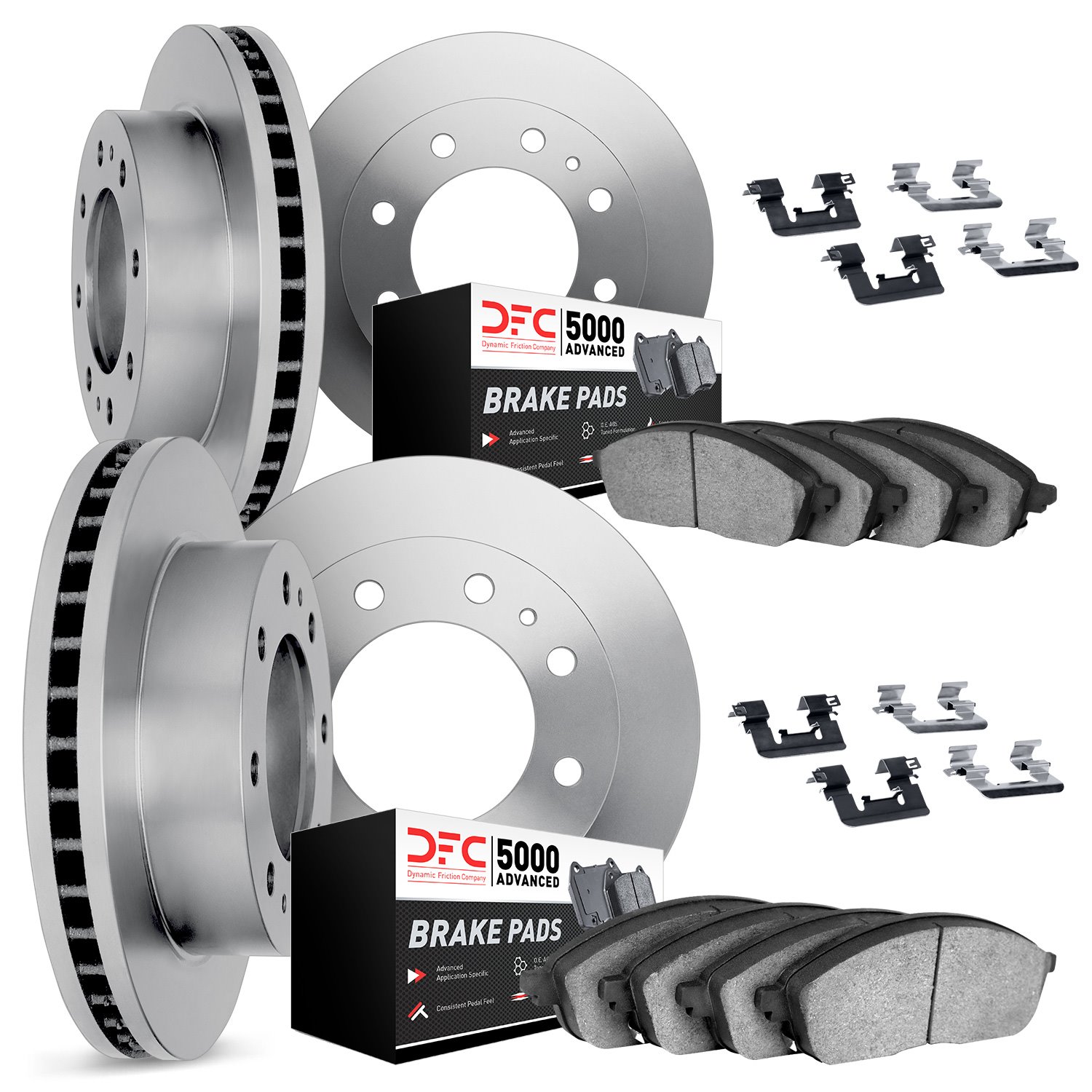 6514-55448 Brake Rotors w/5000 Advanced Brake Pads Kit with Hardware, 2012-2012 Ford/Lincoln/Mercury/Mazda, Position: Front and
