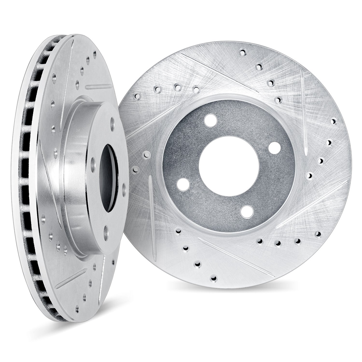 7002-01003 Drilled/Slotted Brake Rotors [Silver], 1999-2007 Suzuki, Position: Front