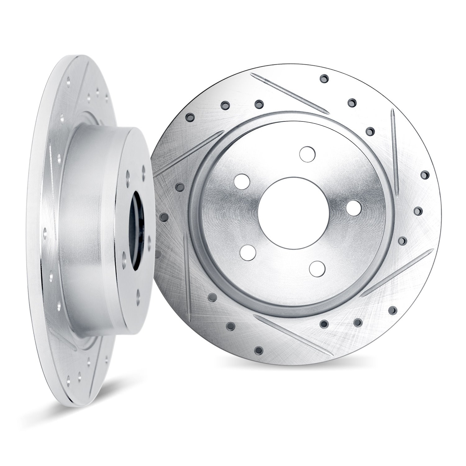 Drilled/Slotted Brake Rotors [Silver], Fits Select