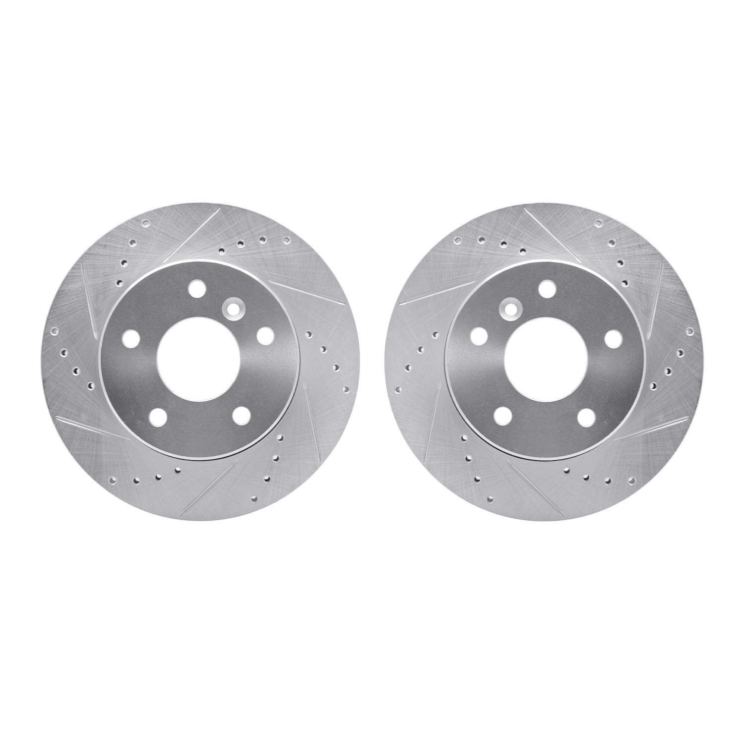 7002-11003 Drilled/Slotted Brake Rotors [Silver], 1999-2004 Land Rover, Position: Front