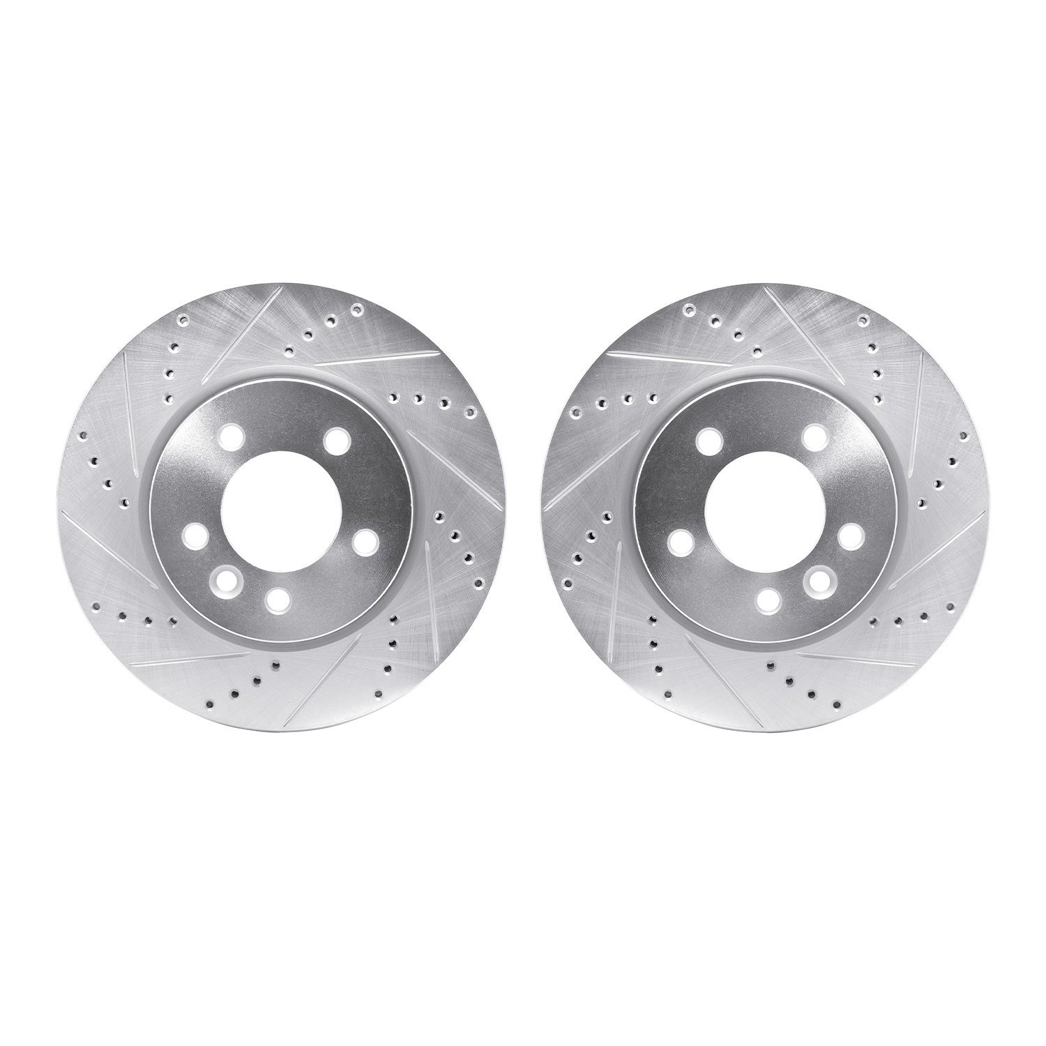 7002-11009 Drilled/Slotted Brake Rotors [Silver], 2005-2007 Land Rover, Position: Front