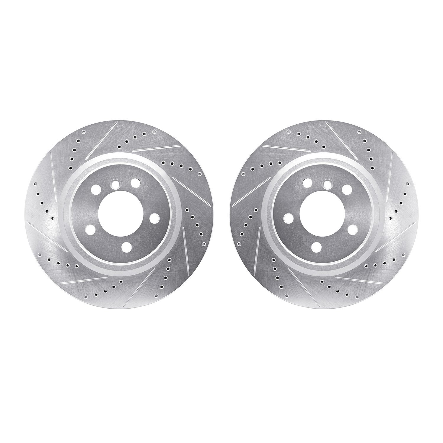 7002-11014 Drilled/Slotted Brake Rotors [Silver], 2006-2012 Land Rover, Position: Front