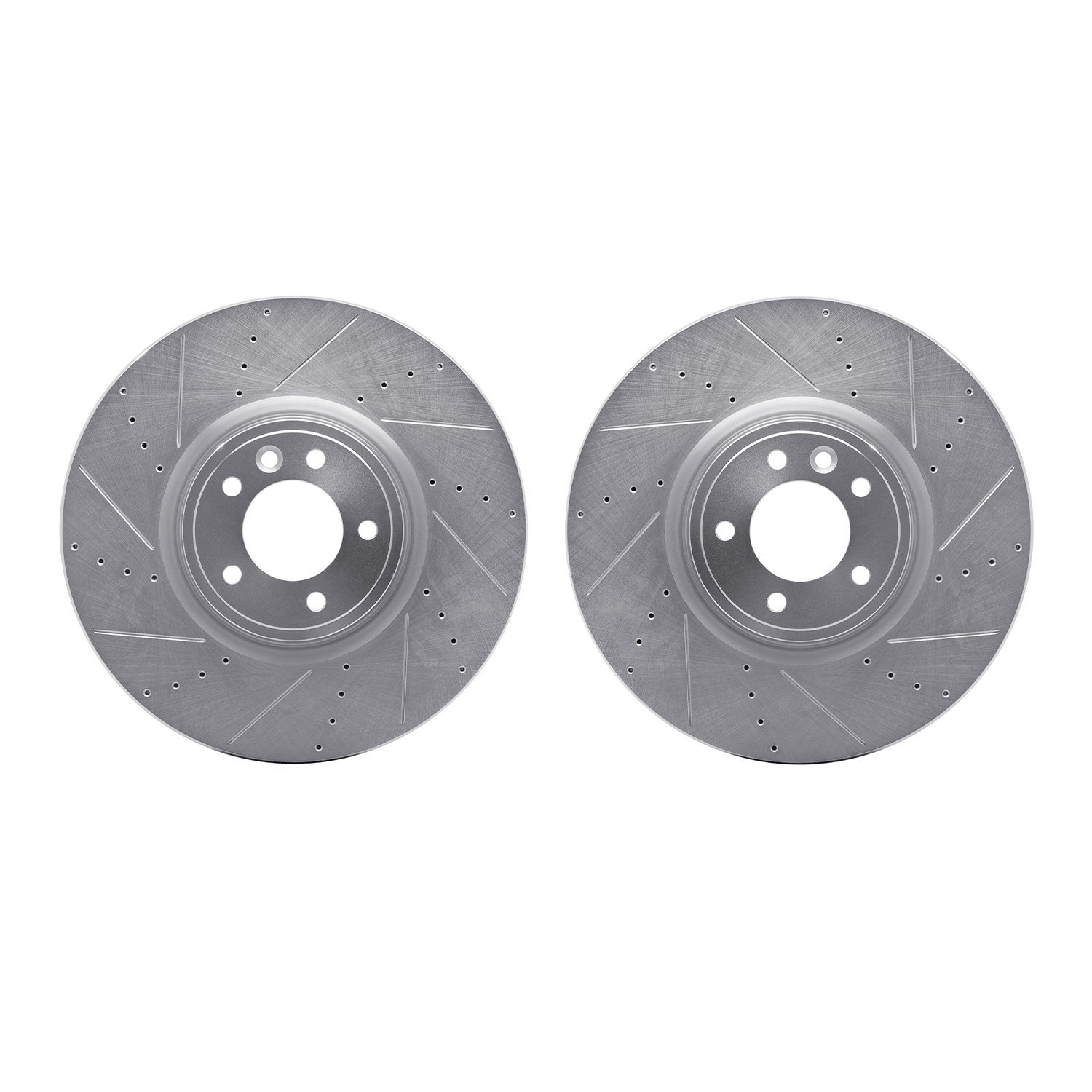 7002-11017 Drilled/Slotted Brake Rotors [Silver], Fits Select Land Rover, Position: Front