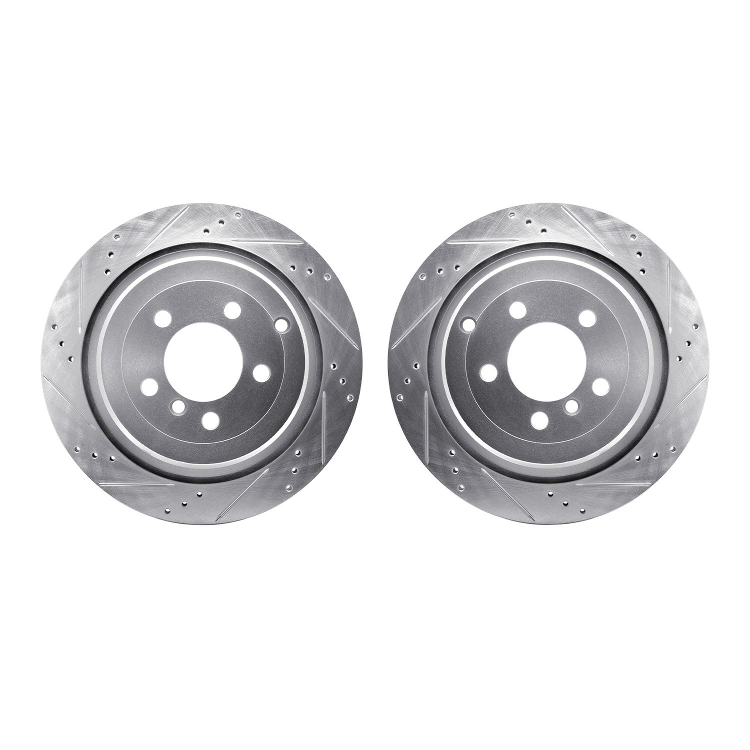 7002-11031 Drilled/Slotted Brake Rotors [Silver], 2006-2012 Land Rover, Position: Rear