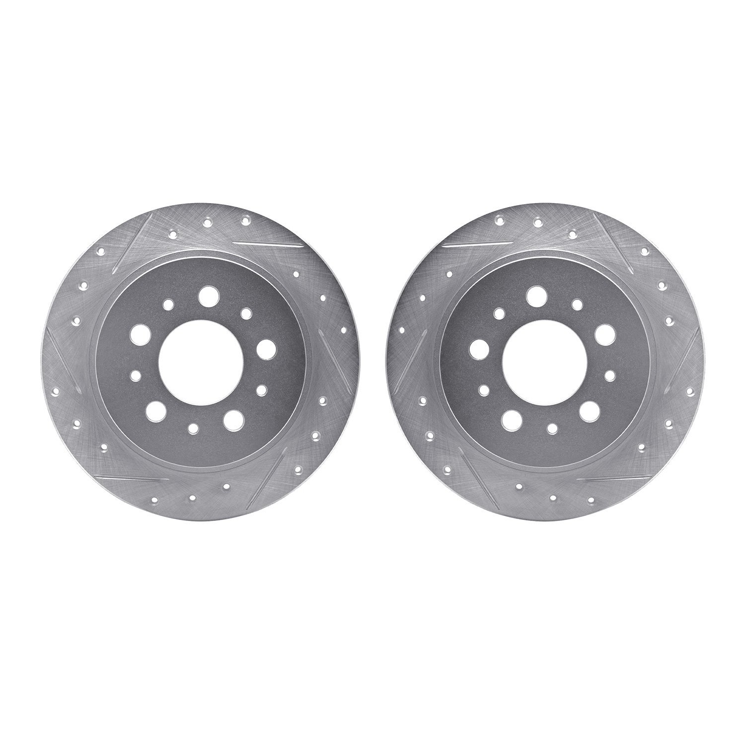 7002-27034 Drilled/Slotted Brake Rotors [Silver], 1988-1994 Volvo, Position: Rear