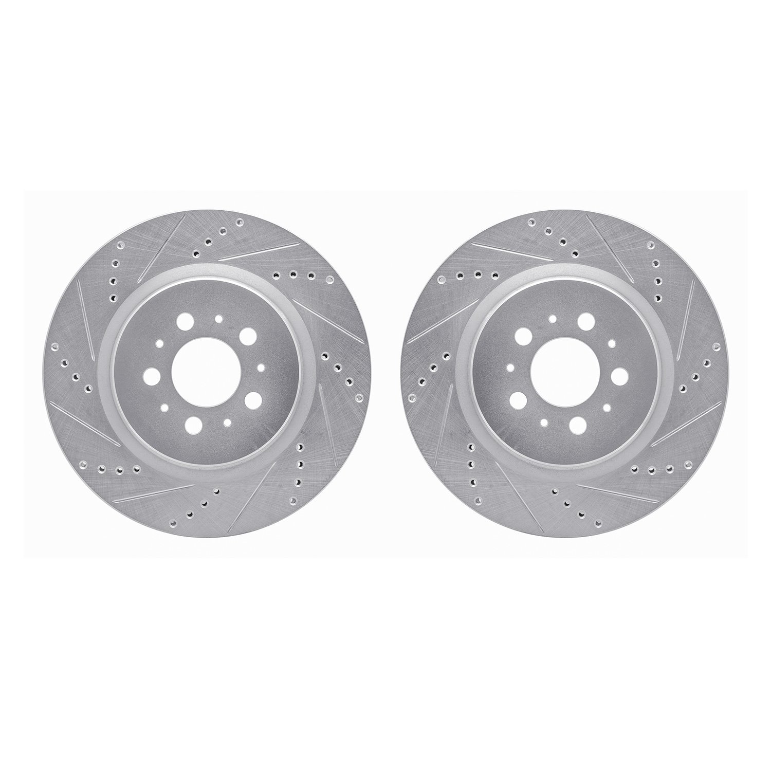 7002-27040 Drilled/Slotted Brake Rotors [Silver], 2004-2007 Volvo, Position: Rear