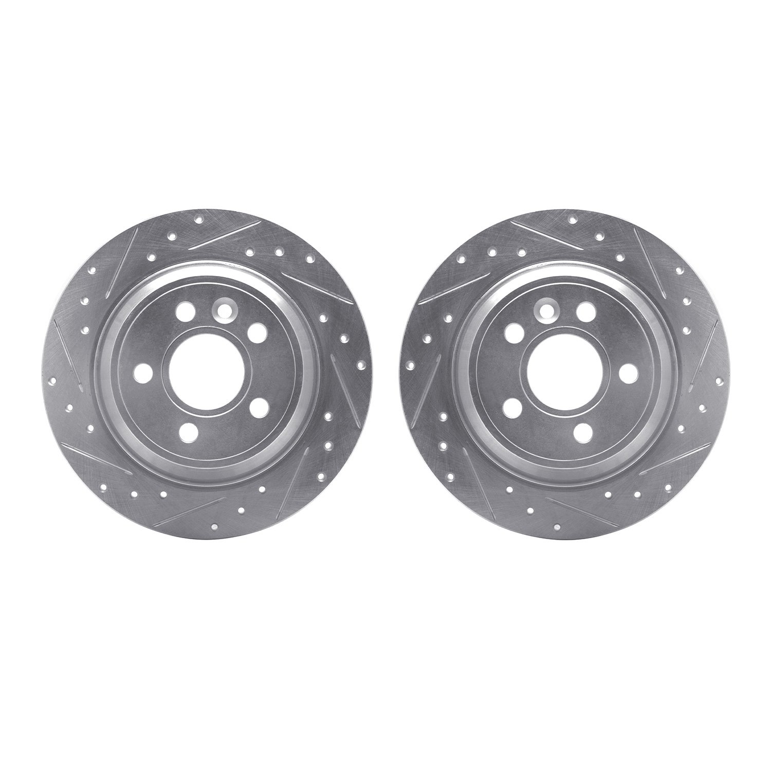7002-27048 Drilled/Slotted Brake Rotors [Silver], 2007-2010 Volvo, Position: Rear