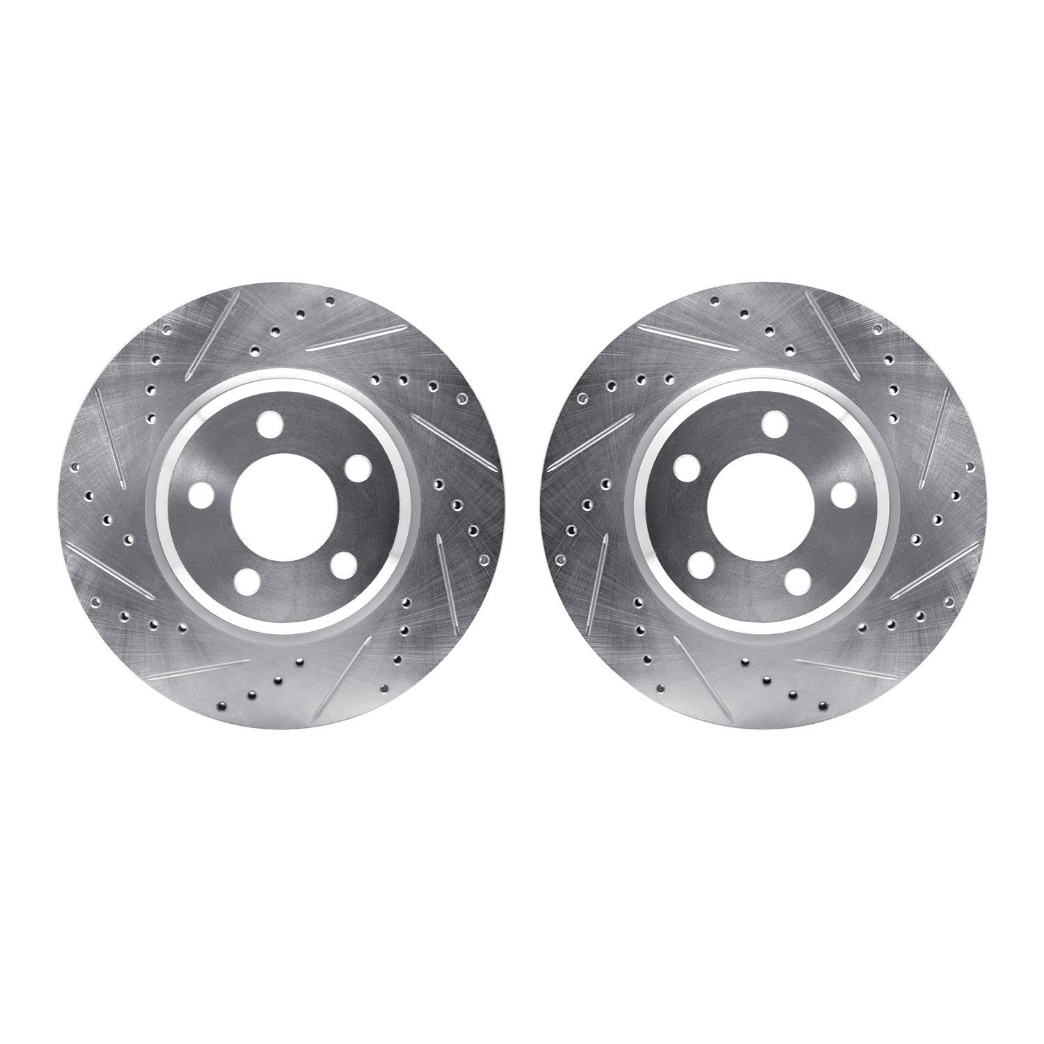 7002-39003 Drilled/Slotted Brake Rotors [Silver], Fits Select Mopar, Position: Front