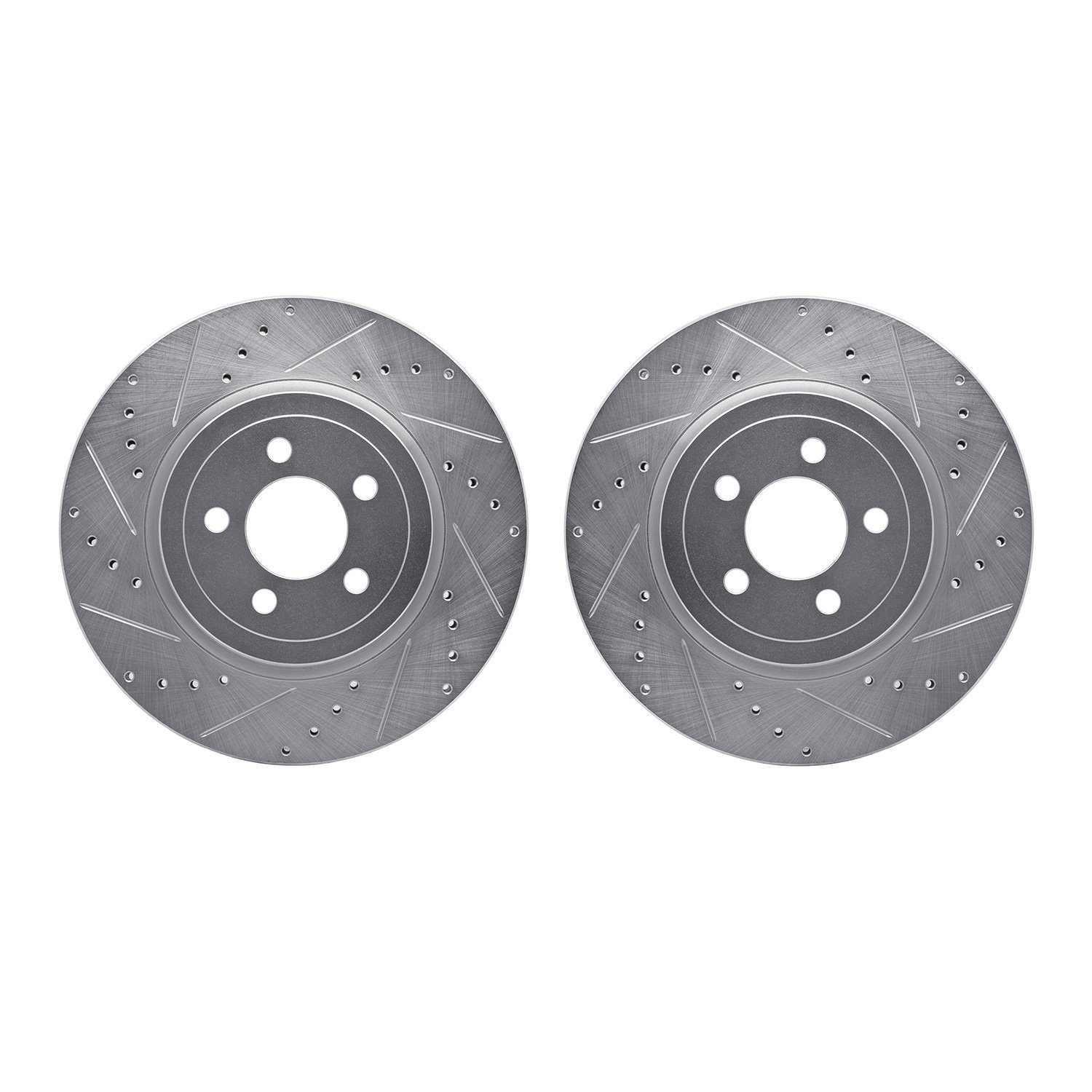 7002-39004 Drilled/Slotted Brake Rotors [Silver], Fits Select Mopar, Position: Front