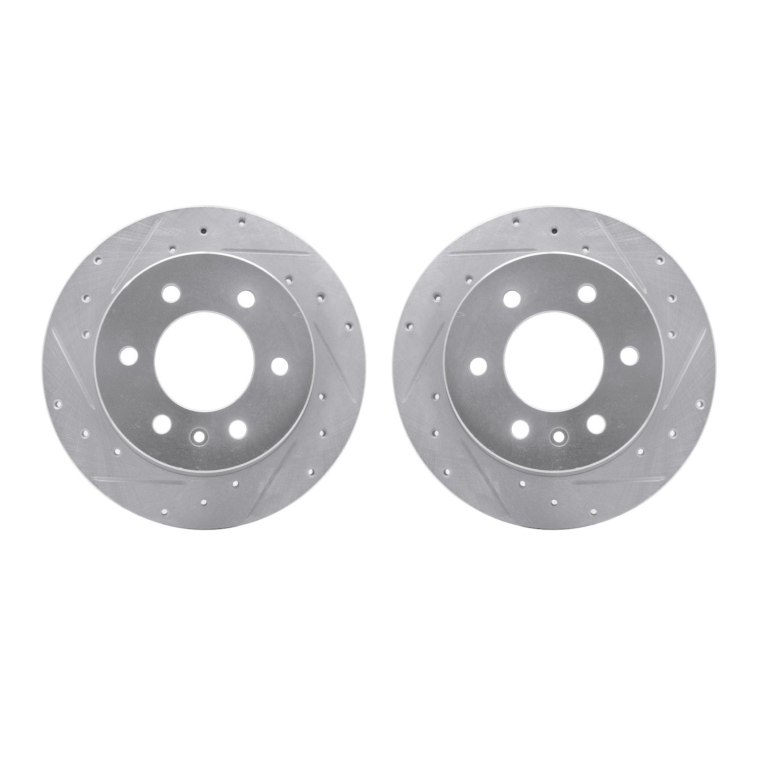 7002-40103 Drilled/Slotted Brake Rotors [Silver], 2007-2018 Multiple Makes/Models, Position: Rear