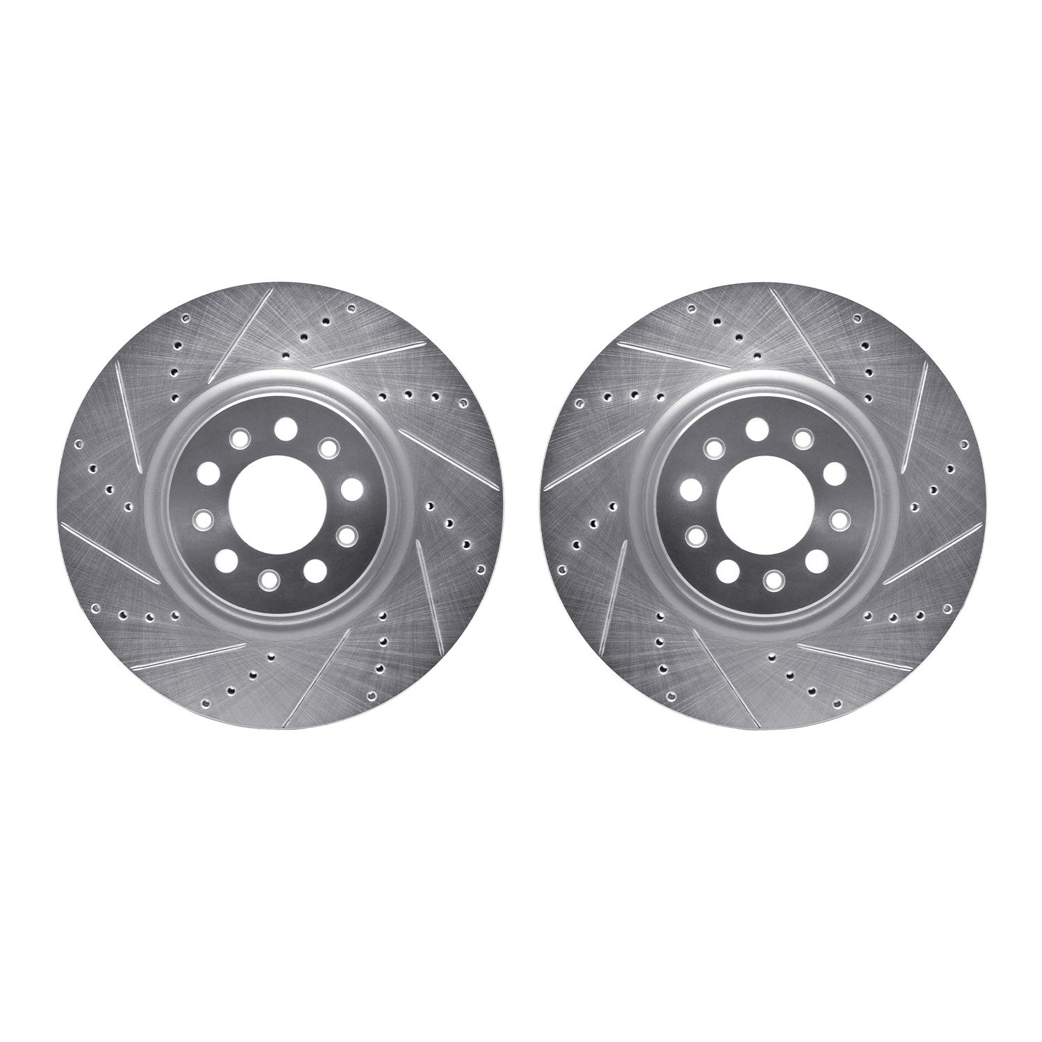 7002-42003 Drilled/Slotted Brake Rotors [Silver], Fits Select Mopar, Position: Front