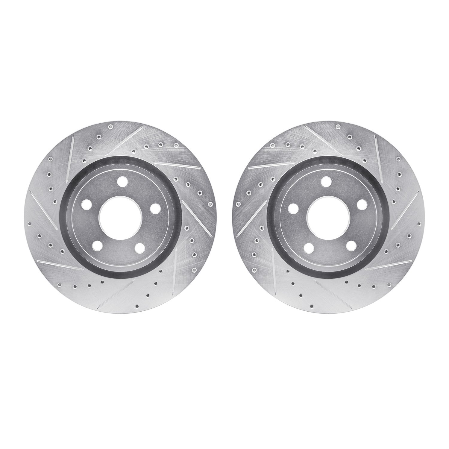 7002-42004 Drilled/Slotted Brake Rotors [Silver], Fits Select Mopar, Position: Front