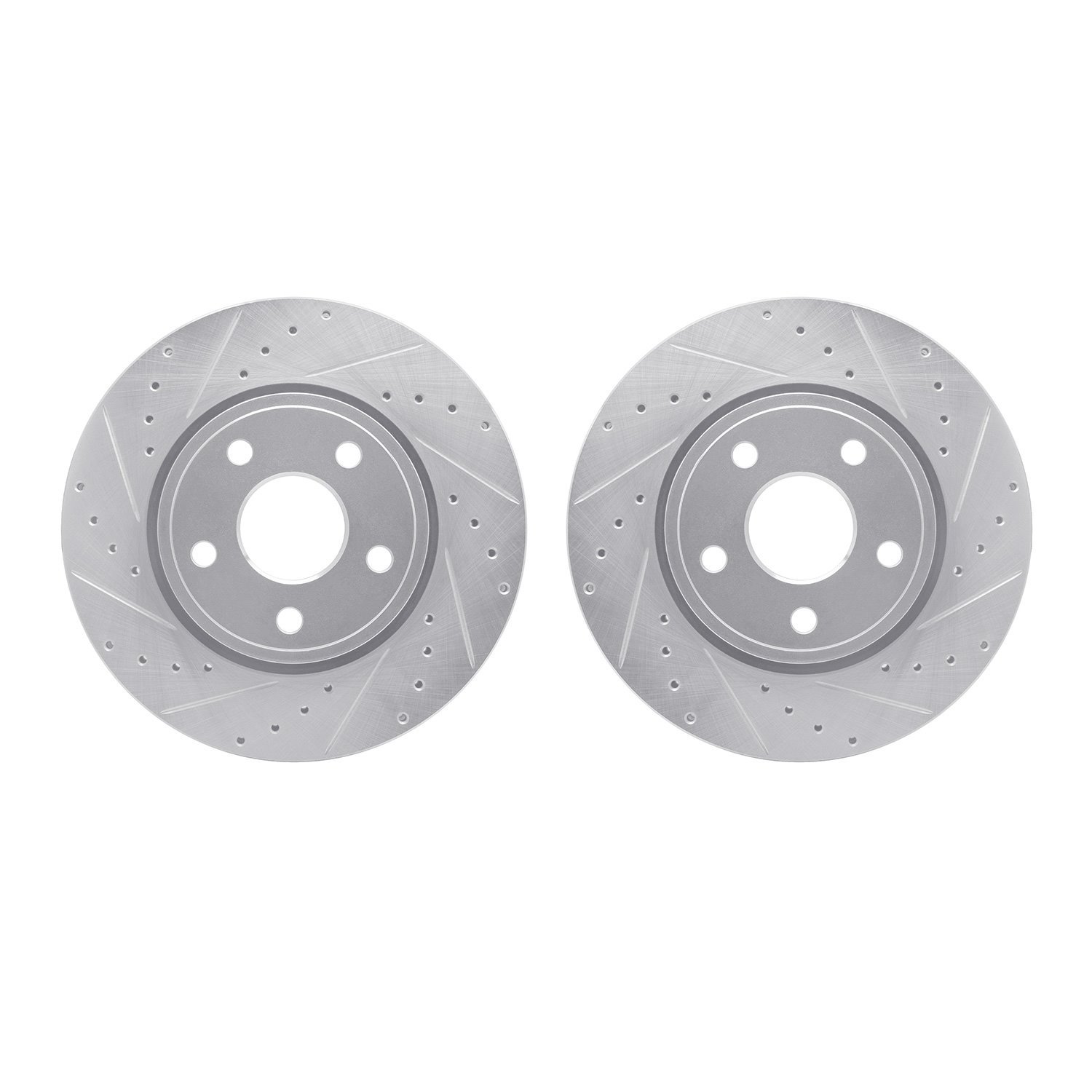 7002-42005 Drilled/Slotted Brake Rotors [Silver], Fits Select Mopar, Position: Front