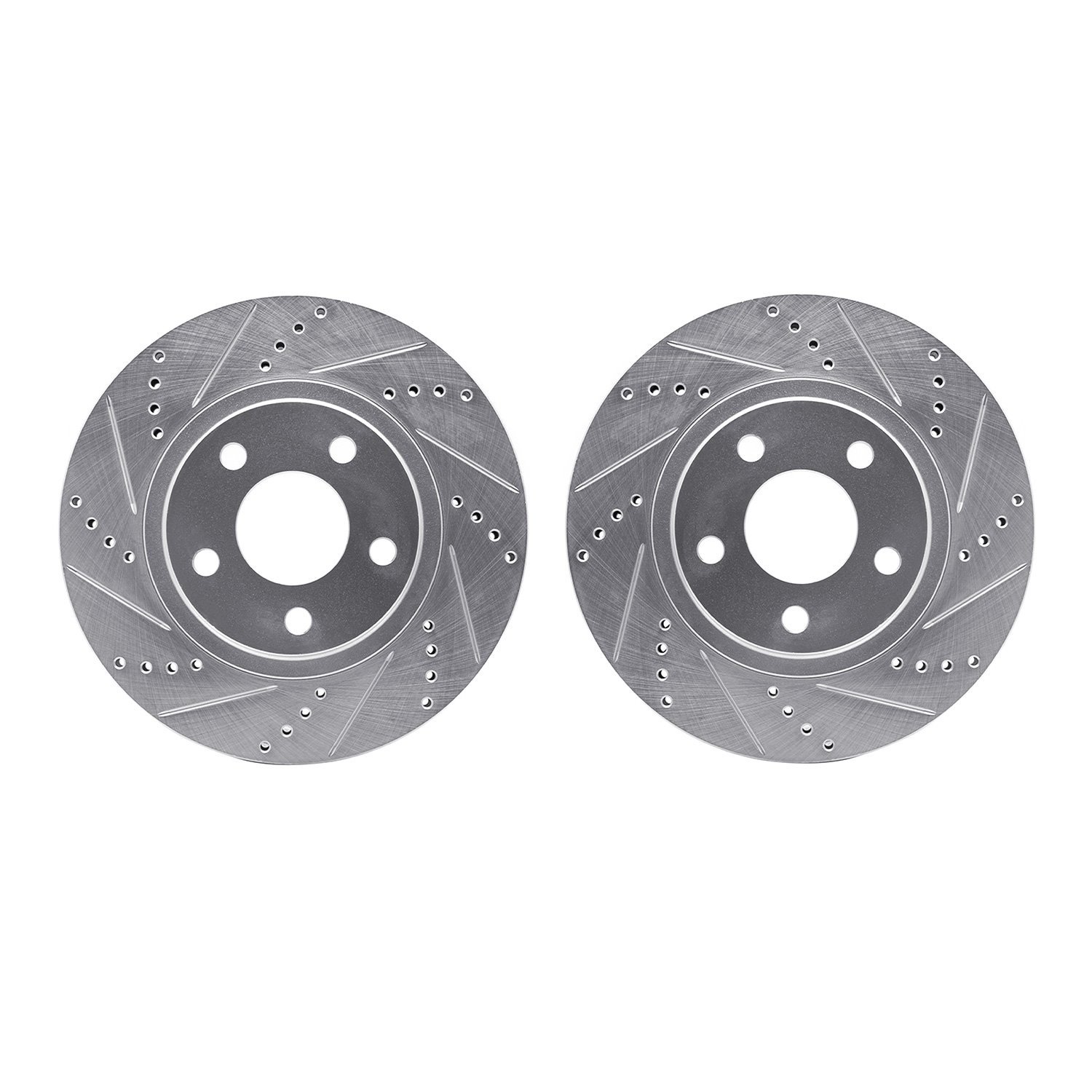 7002-45008 Drilled/Slotted Brake Rotors [Silver], 1997-2005 GM, Position: Front