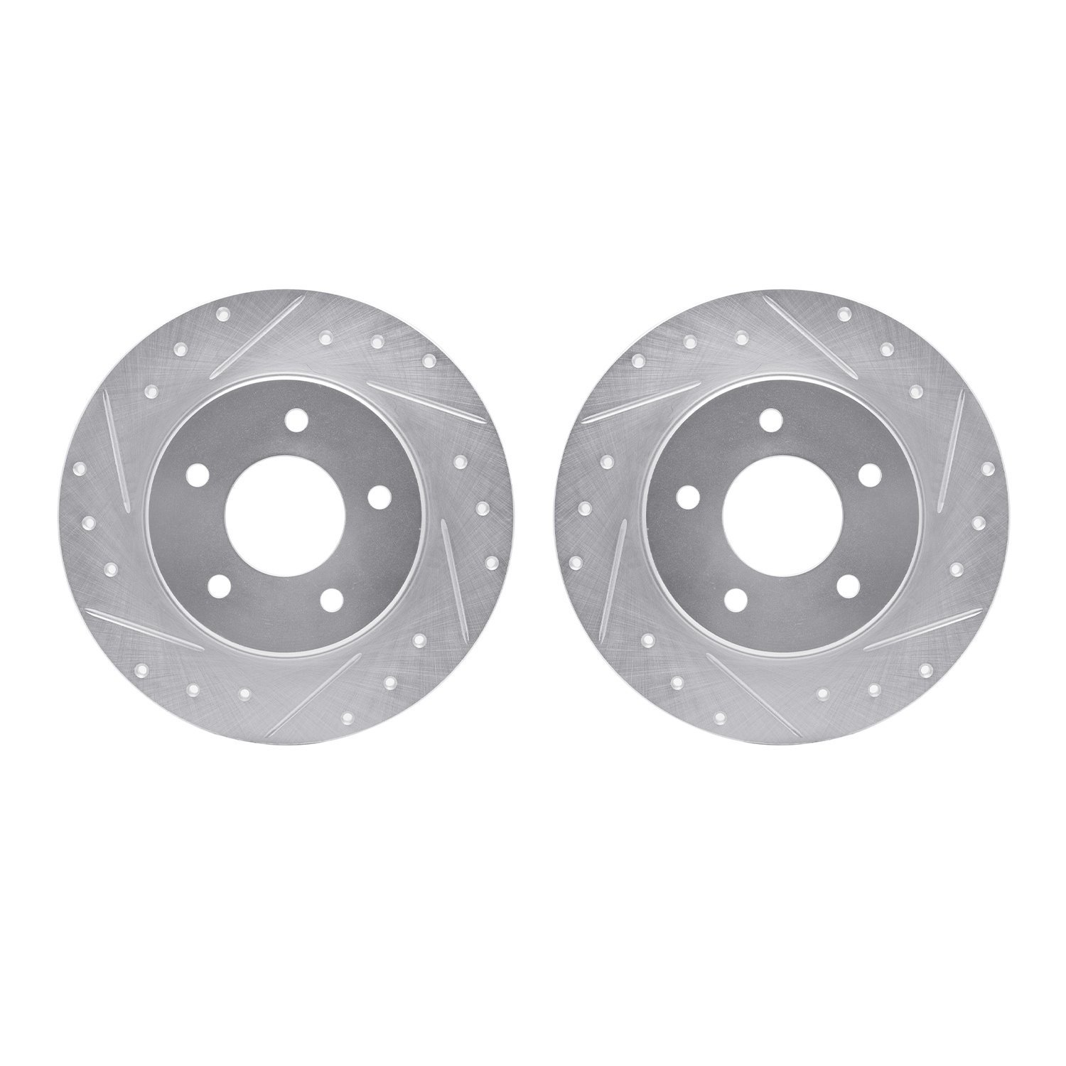7002-45024 Drilled/Slotted Brake Rotors [Silver], 1994-1999 GM, Position: Rear