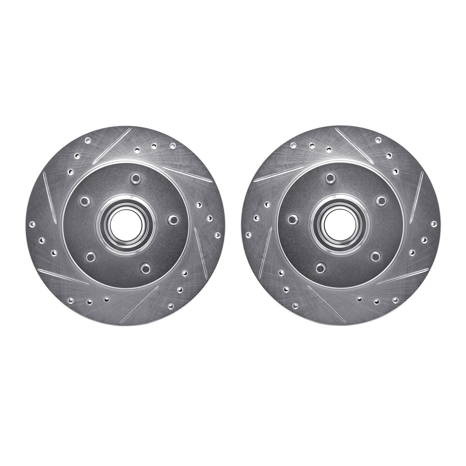 7002-47004 Drilled/Slotted Brake Rotors [Silver], 1979-1981 GM, Position: Front
