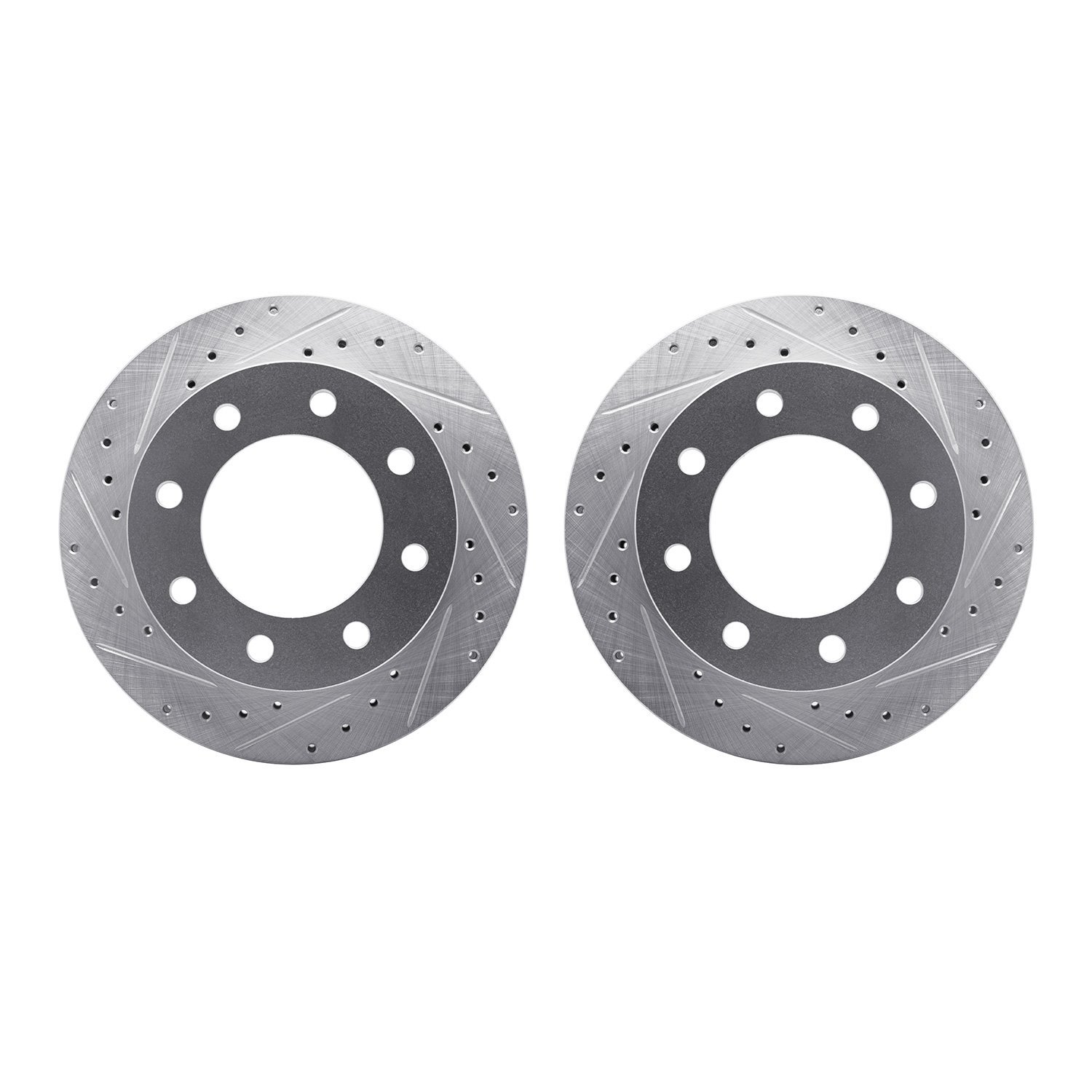 7002-48006 Drilled/Slotted Brake Rotors [Silver], 1999-2020 GM, Position: Front