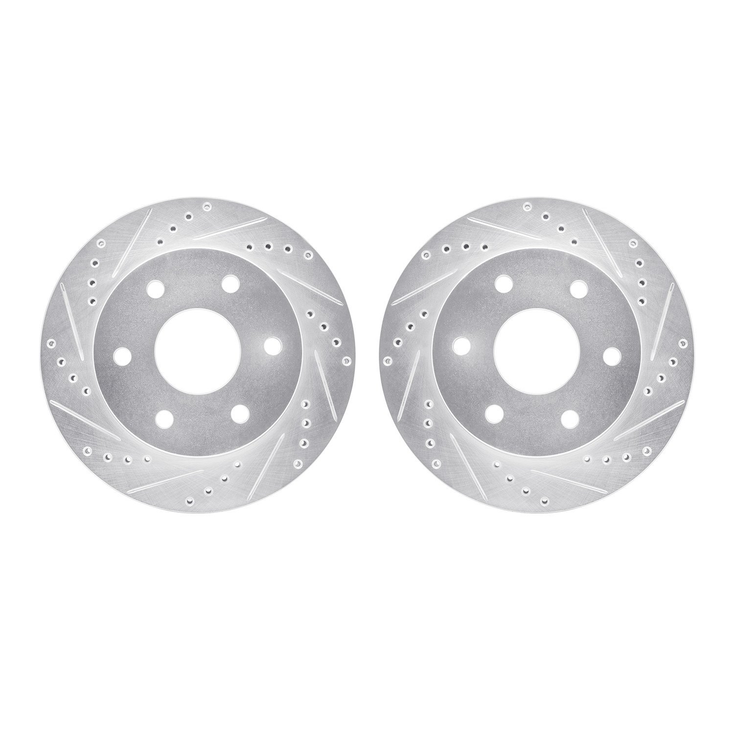7002-48008 Drilled/Slotted Brake Rotors [Silver], 1999-2008 GM, Position: Front