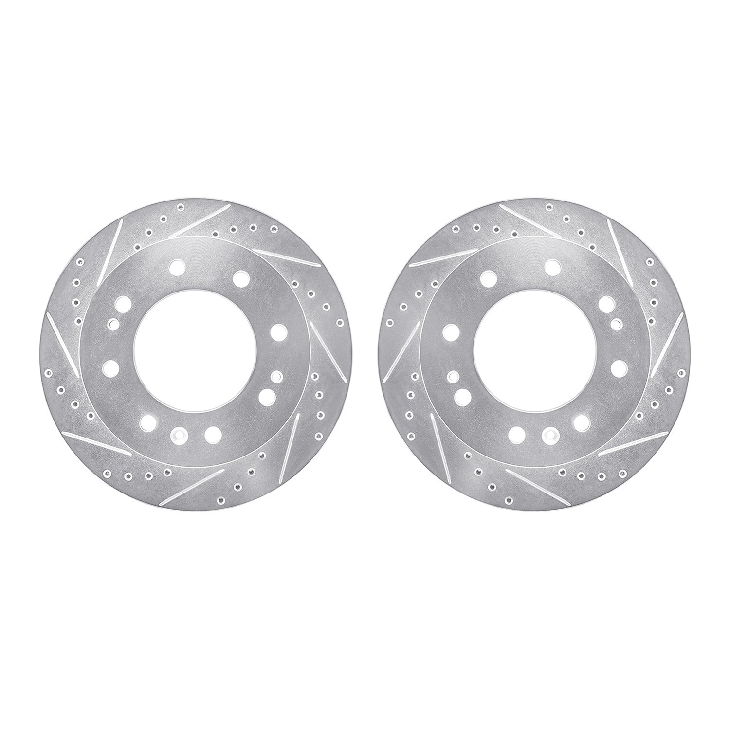 7002-48047 Drilled/Slotted Brake Rotors [Silver], Fits Select GM, Position: Front