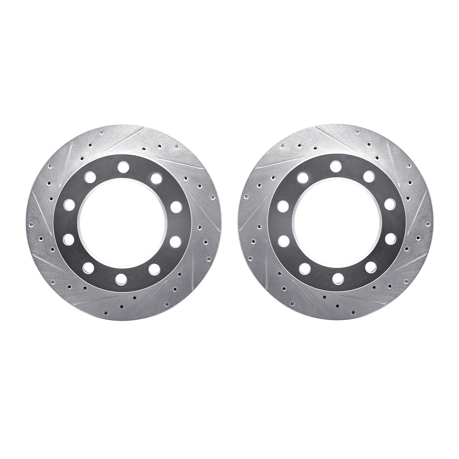 7002-48051 Drilled/Slotted Brake Rotors [Silver], 1976-2005 Multiple Makes/Models, Position: Rear, Front
