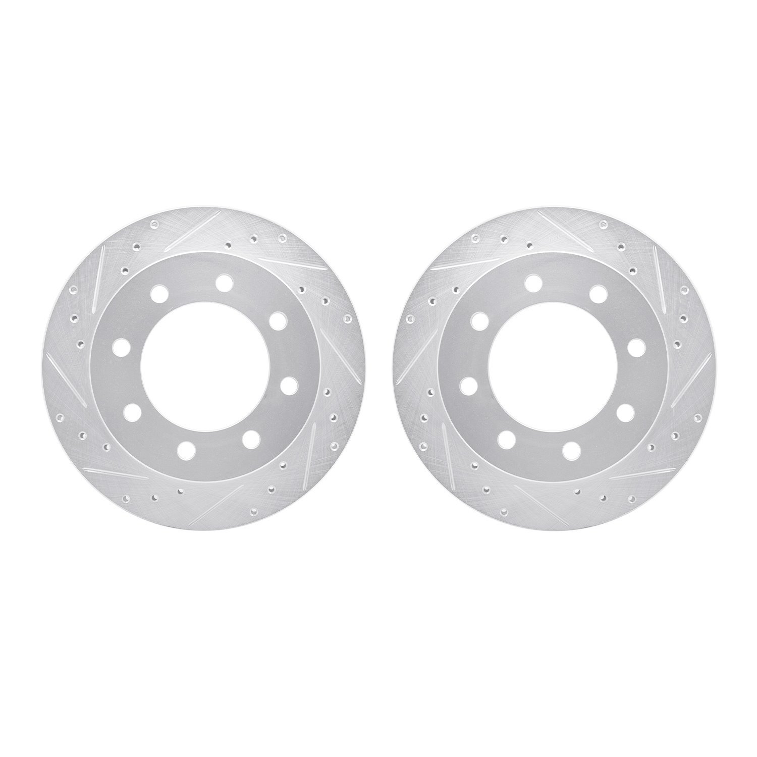 7002-48059 Drilled/Slotted Brake Rotors [Silver], 1999-2020 GM, Position: Rear