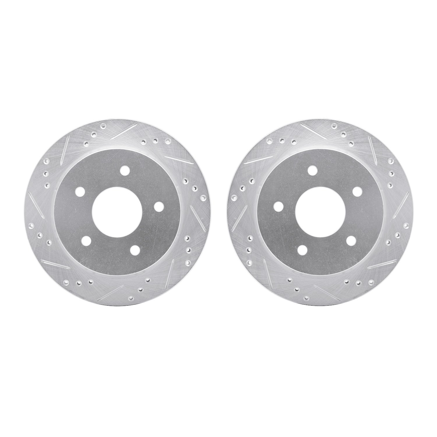 7002-48060 Drilled/Slotted Brake Rotors [Silver], 1997-2005 GM, Position: Rear