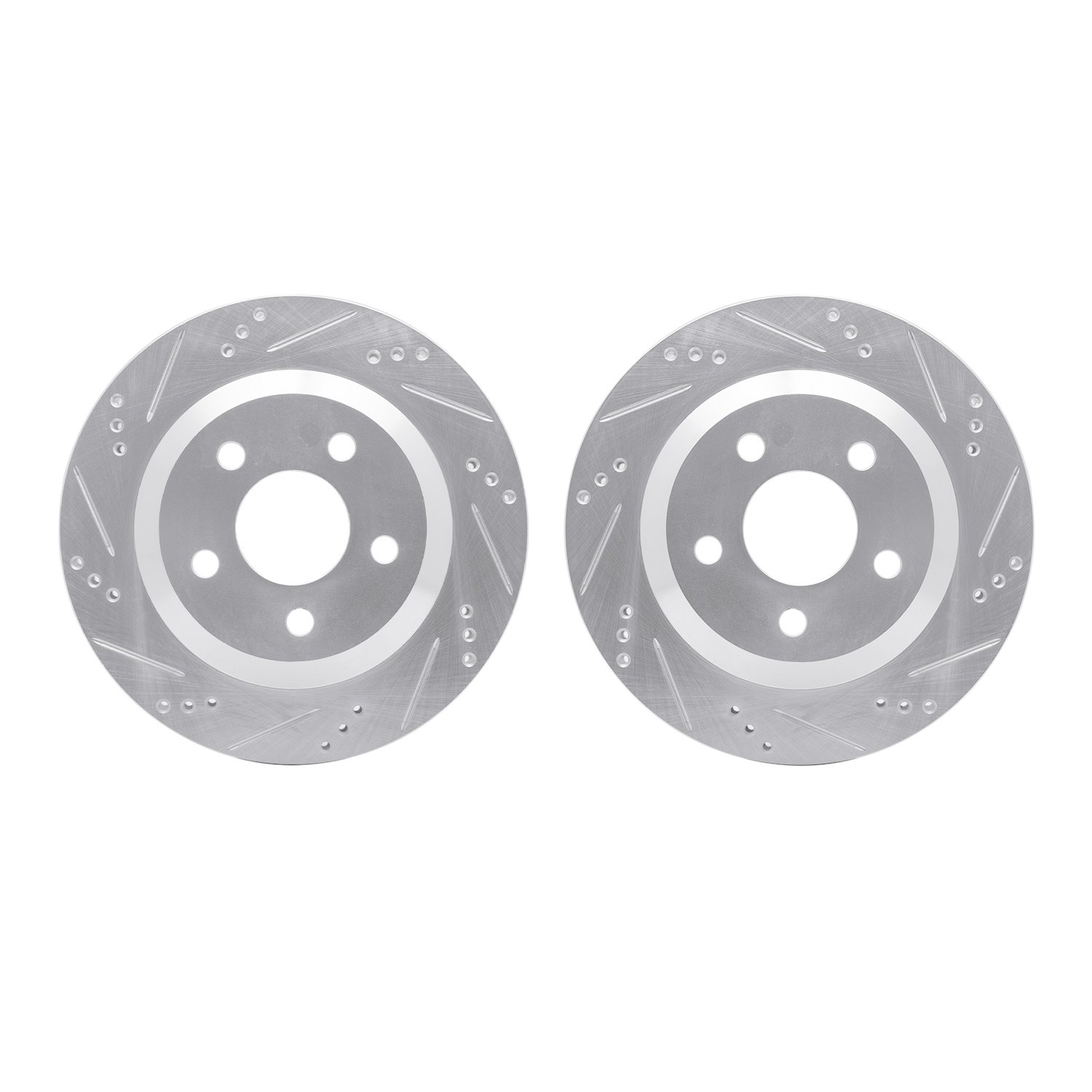 7002-52020 Drilled/Slotted Brake Rotors [Silver], 1998-2002 GM, Position: Rear
