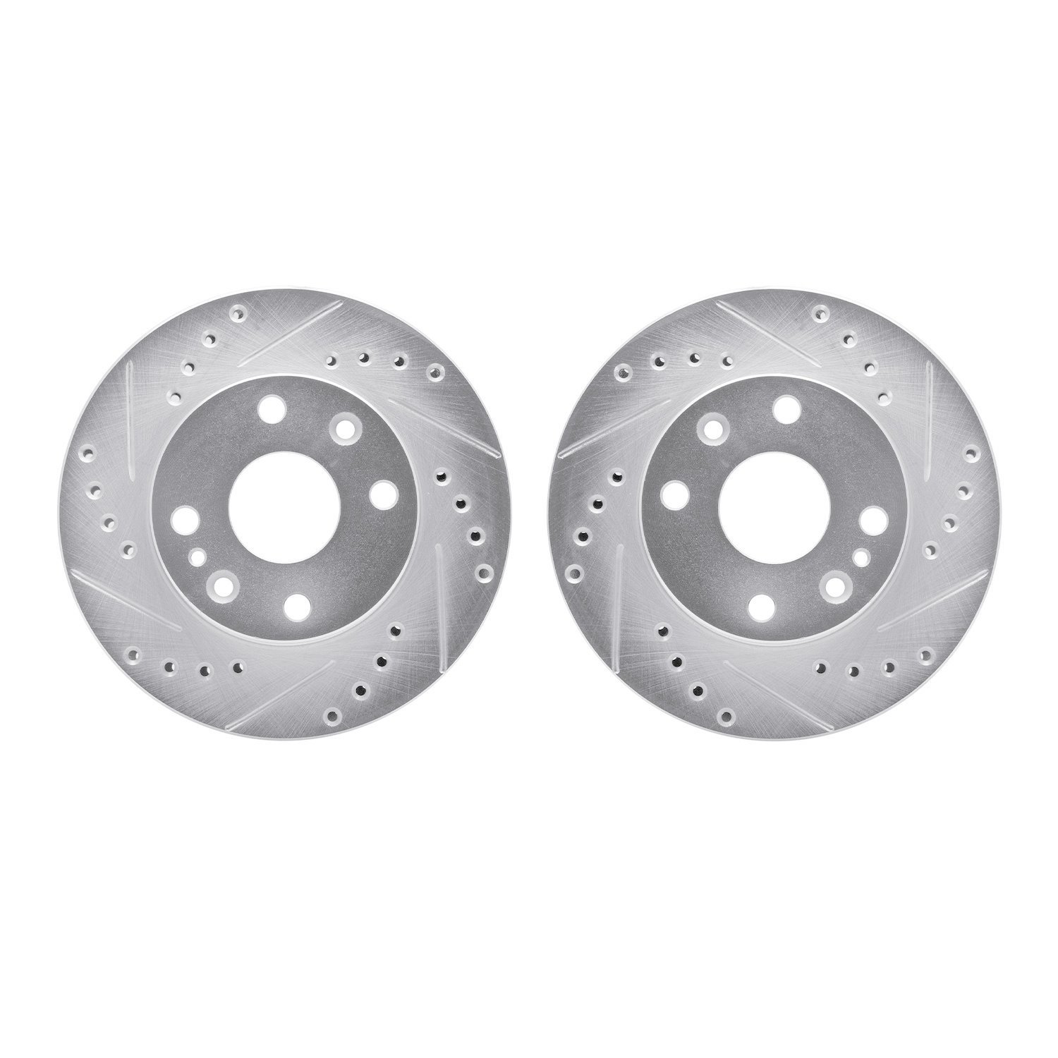 7002-54004 Drilled/Slotted Brake Rotors [Silver], 1994-1997 Ford/Lincoln/Mercury/Mazda, Position: Front