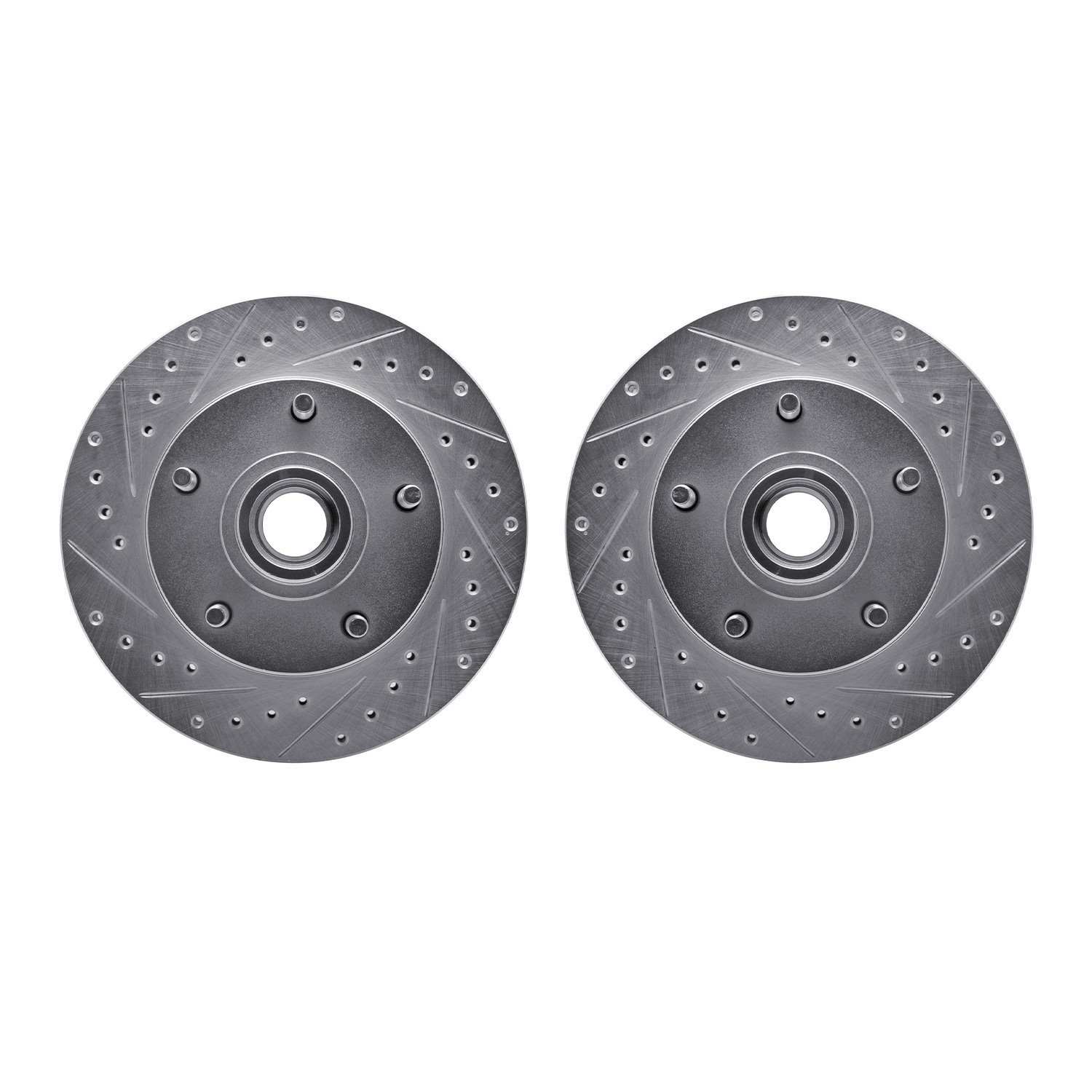 7002-54026 Drilled/Slotted Brake Rotors [Silver], 1973-1993 Ford/Lincoln/Mercury/Mazda, Position: Front