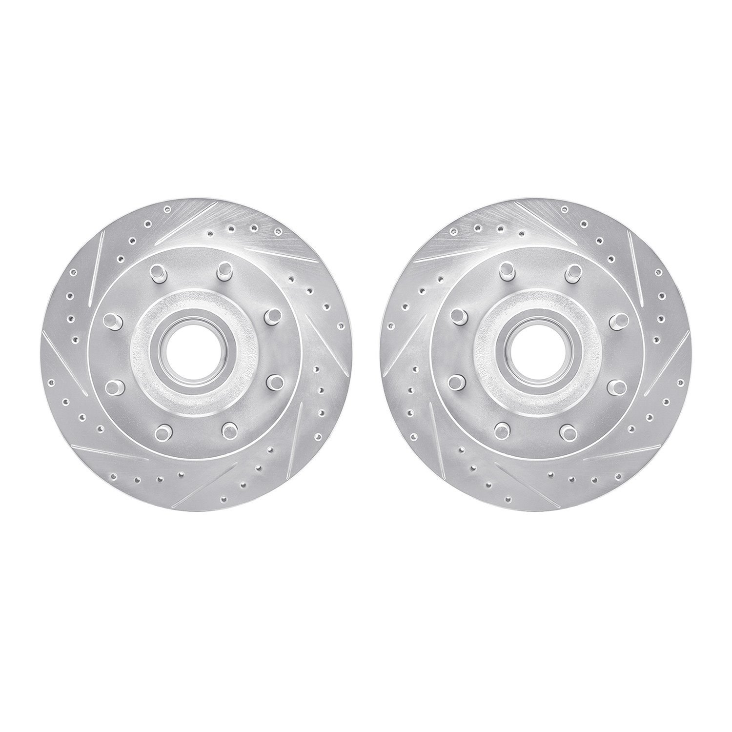 7002-54039 Drilled/Slotted Brake Rotors [Silver], 1995-2004 Ford/Lincoln/Mercury/Mazda, Position: Front