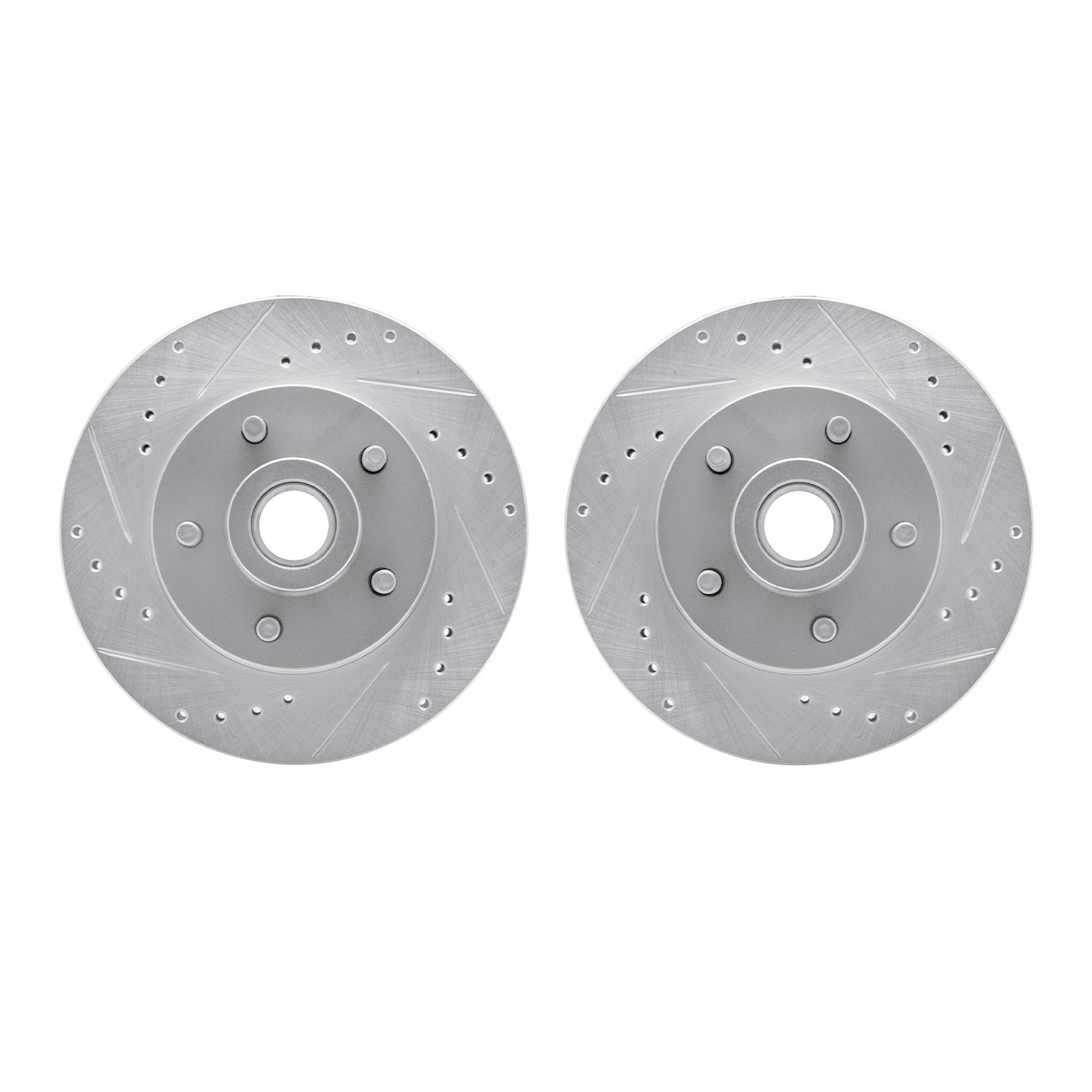 7002-54055 Drilled/Slotted Brake Rotors [Silver], 1974-1979 Ford/Lincoln/Mercury/Mazda, Position: Front