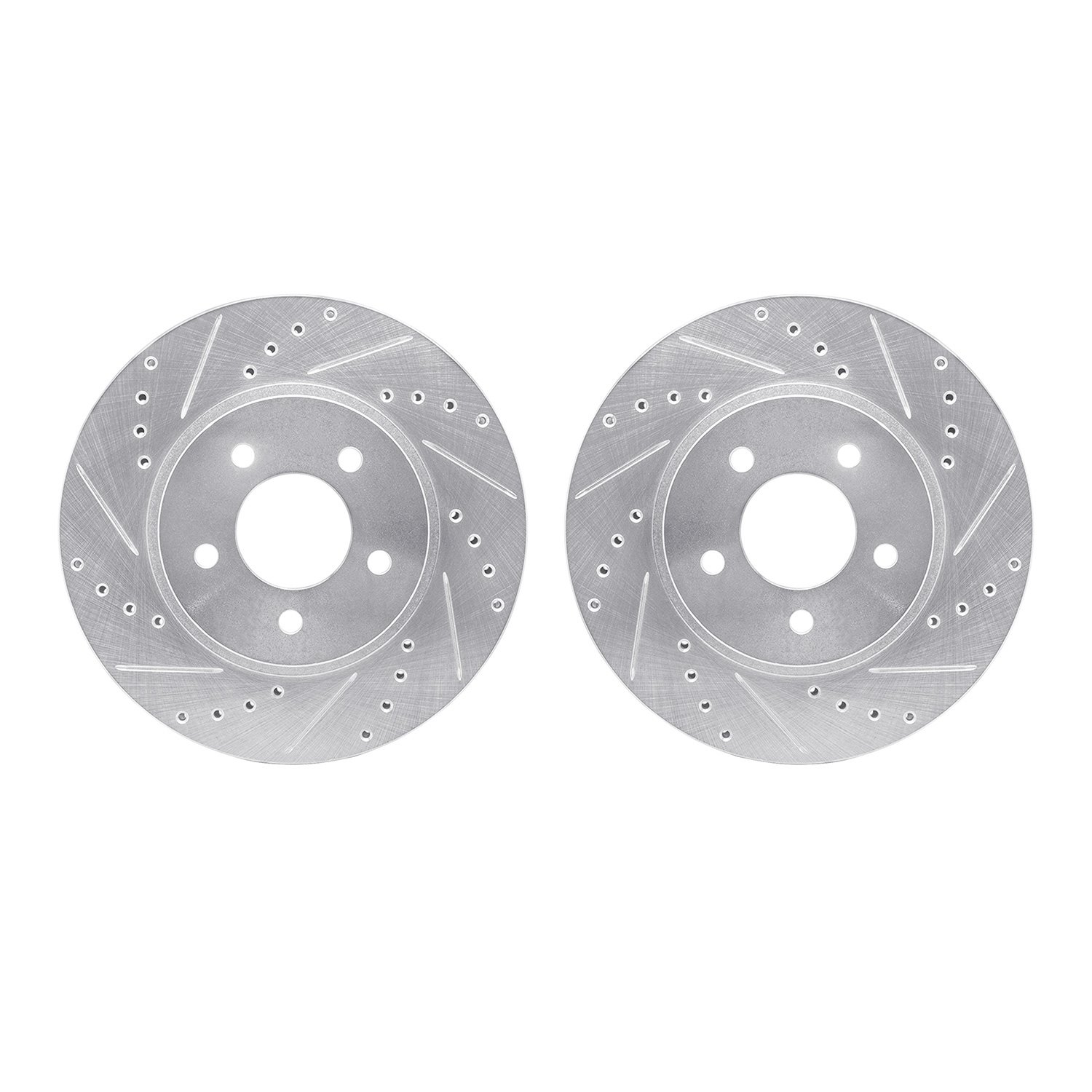 7002-54057 Drilled/Slotted Brake Rotors [Silver], 2005-2012 Ford/Lincoln/Mercury/Mazda, Position: Front