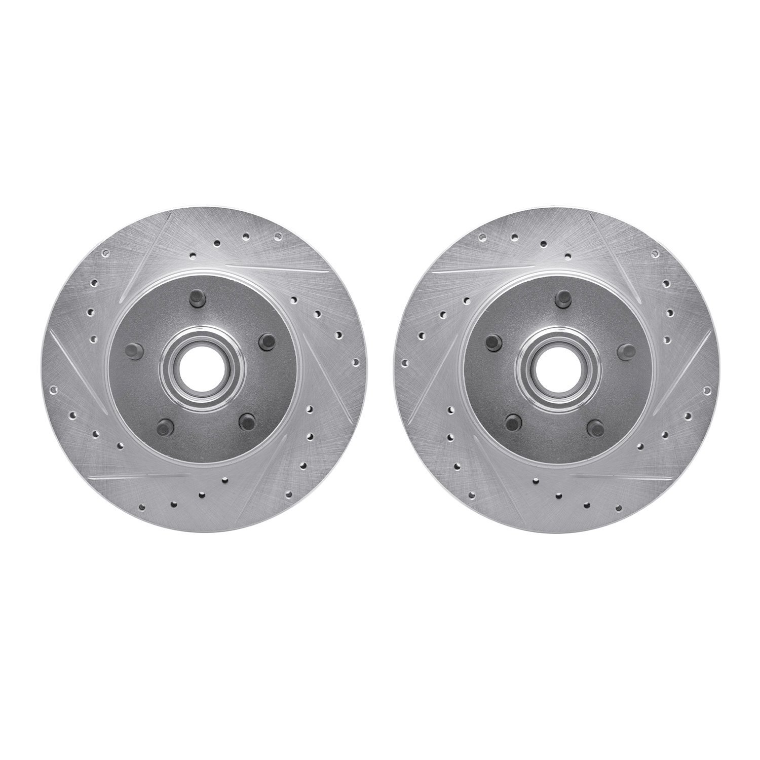 7002-54074 Drilled/Slotted Brake Rotors [Silver], 1995-2011 Ford/Lincoln/Mercury/Mazda, Position: Front